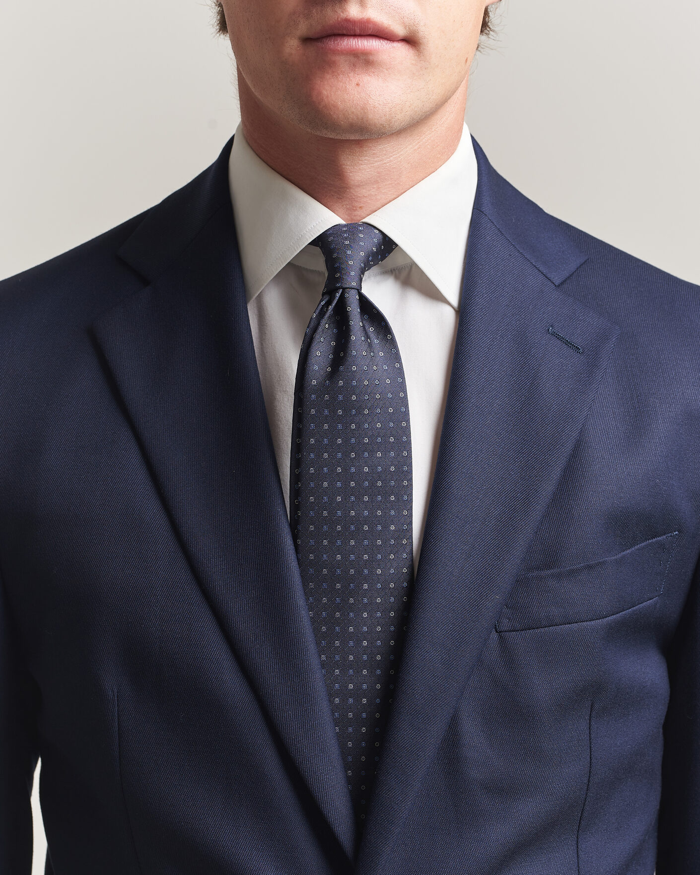 Herr | Slipsar | Canali | Jacquard Silk Tie Navy
