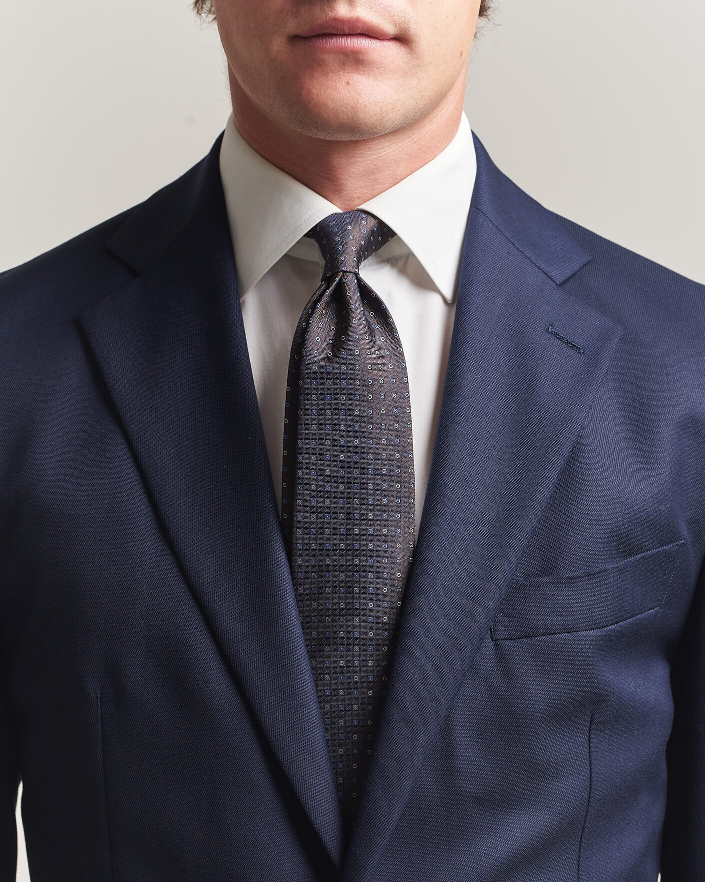 Herr | Slipsar | Canali | Jacquard Silk Tie Dark Brown