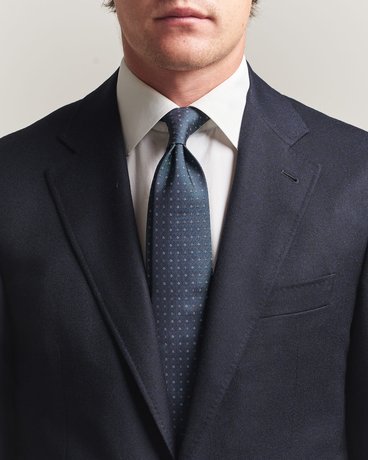 Herr | Slipsar | Canali | Jacquard Silk Tie Dark Green