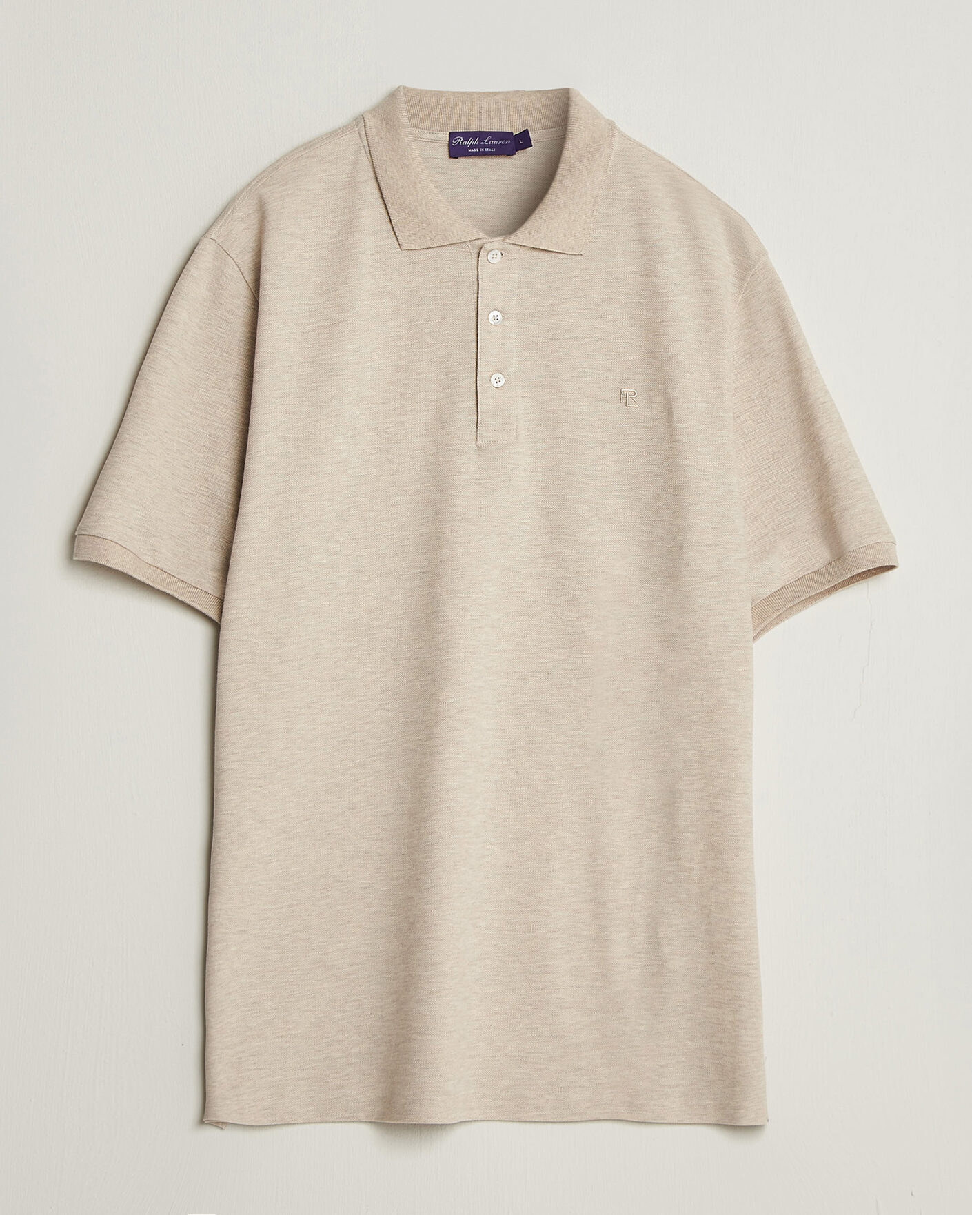 Herr | Pikéer | Ralph Lauren Purple Label | Short Sleeve Mercerized Cotton Polo Beige Melange