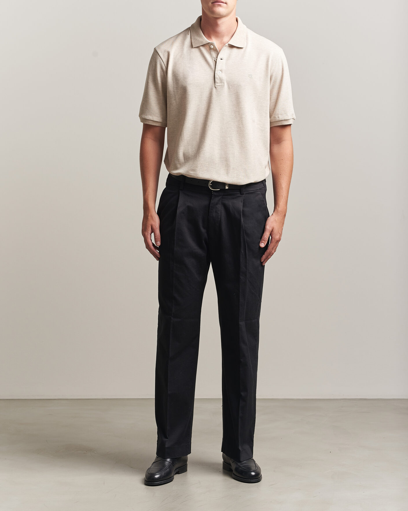 Herr | Pikéer | Ralph Lauren Purple Label | Short Sleeve Mercerized Cotton Polo Beige Melange