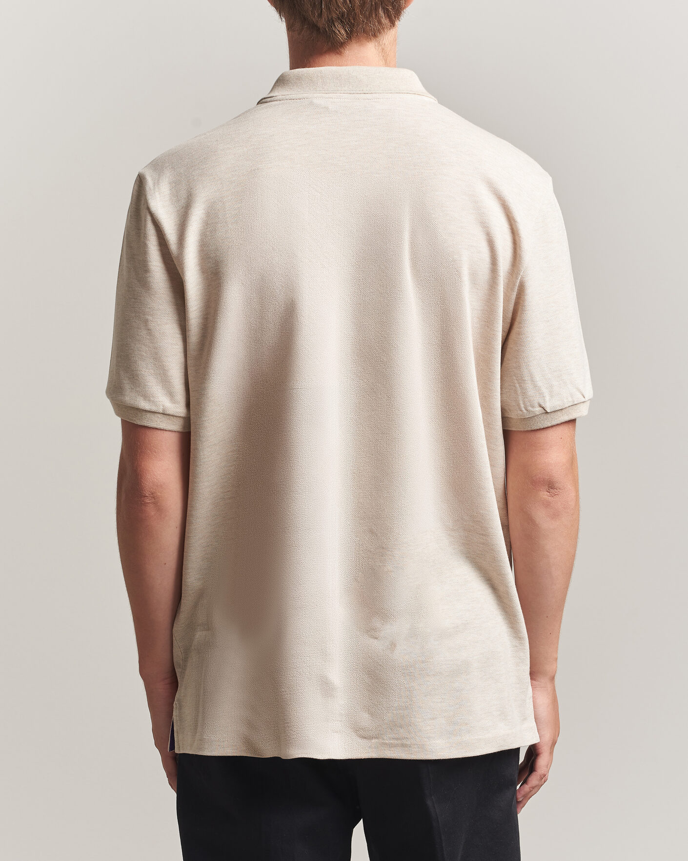 Herr | Pikéer | Ralph Lauren Purple Label | Short Sleeve Mercerized Cotton Polo Beige Melange