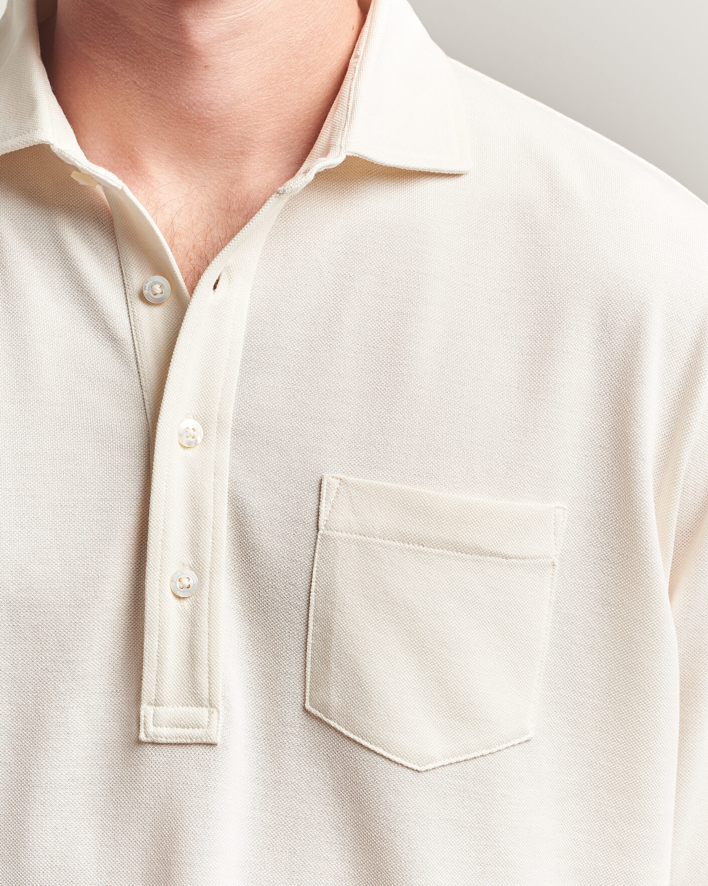 Herr | Pikéer | Ralph Lauren Purple Label | Long Sleeve Washed Polo Classic Cream