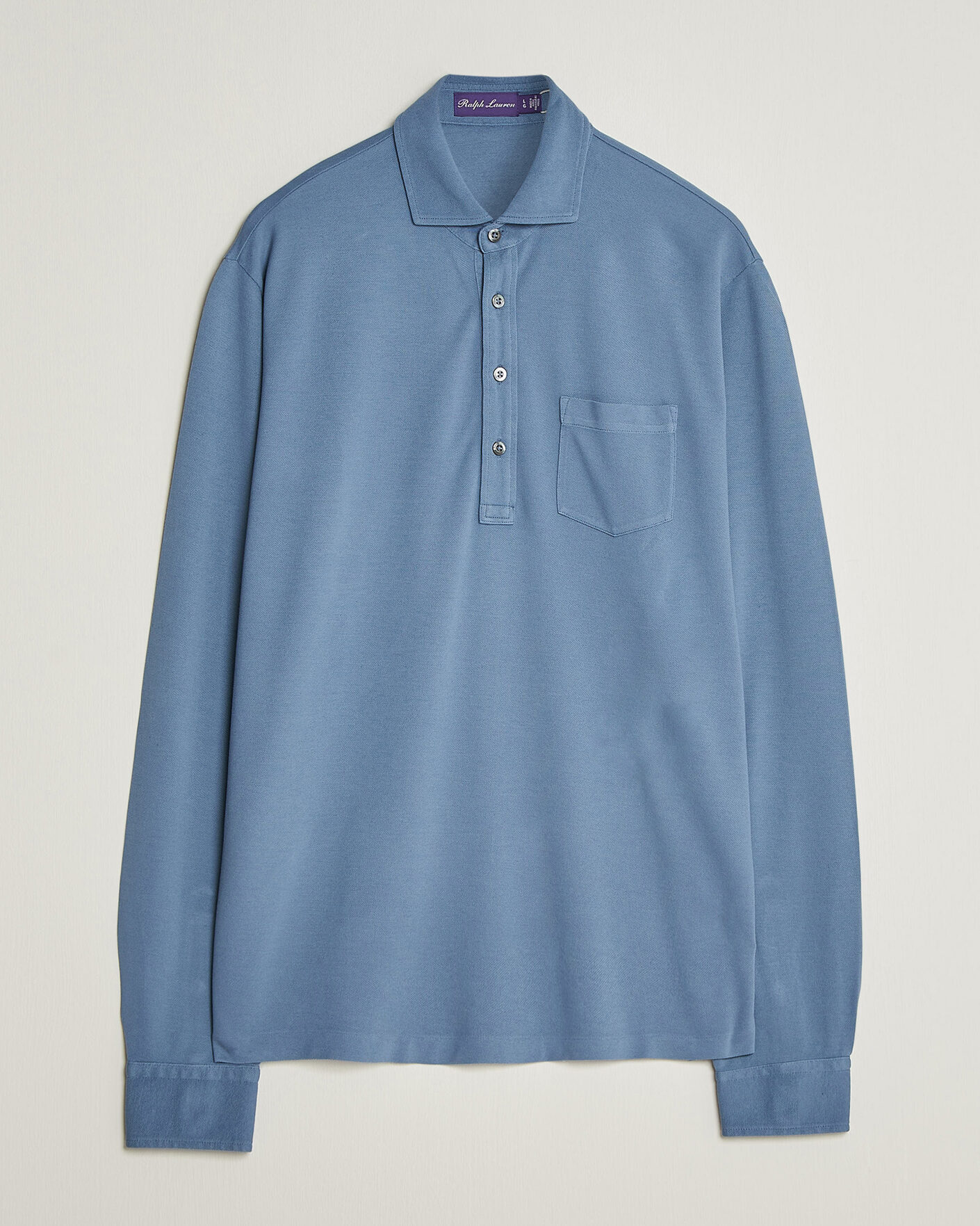 Herr | Pikéer | Ralph Lauren Purple Label | Long Sleeve Washed Polo Blue Horizon