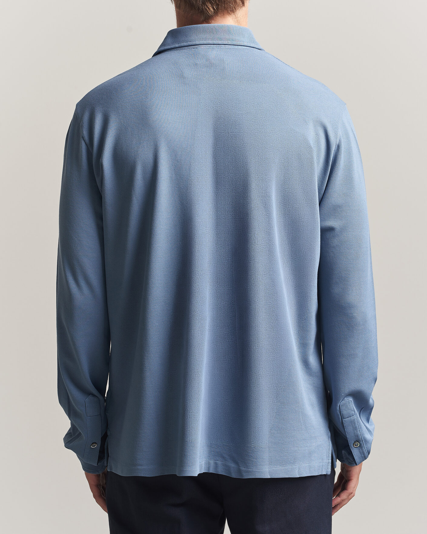 Herr | Pikéer | Ralph Lauren Purple Label | Long Sleeve Washed Polo Blue Horizon