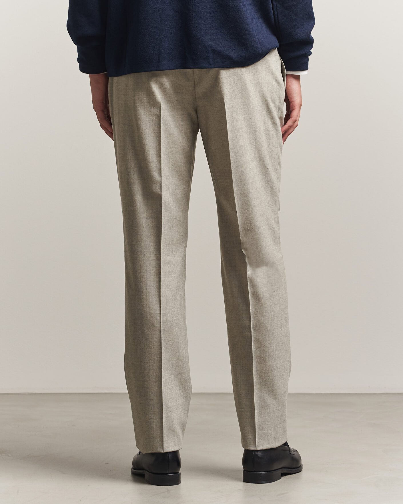 Herr | Byxor | Ralph Lauren Purple Label | Gregory Pleated Flannel Trousers Pearl Grey