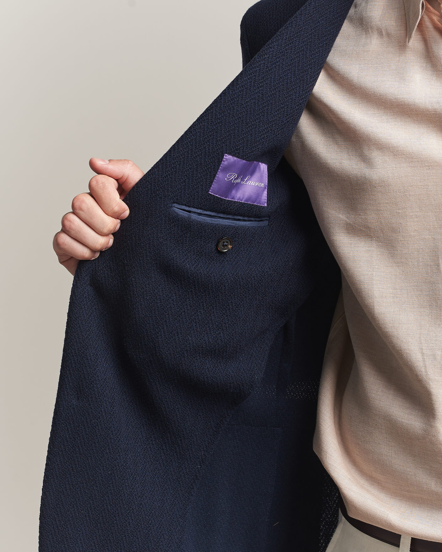 Herr | Kavajer | Ralph Lauren Purple Label | Cashmere/Silk Herringbone Blazer Navy
