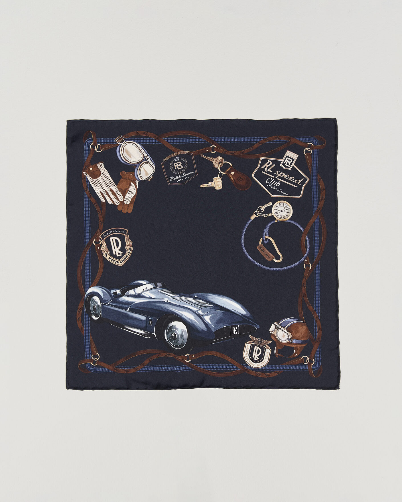 Herr | Näsdukar | Ralph Lauren Purple Label | Speed Club Silk Pocket Square Navy