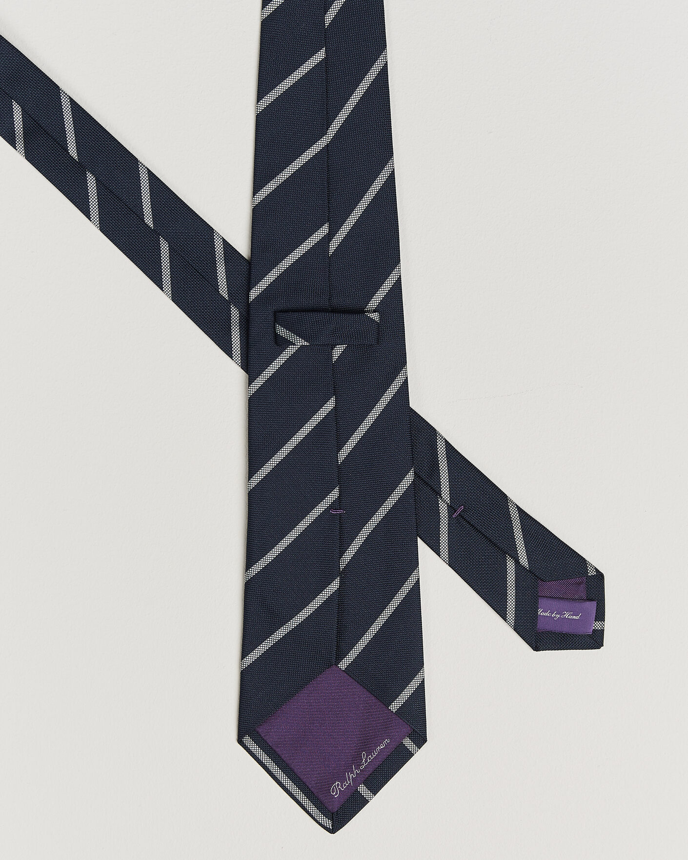 Herr | Slipsar | Ralph Lauren Purple Label | Regimental Stripe Silk Tie Navy/Silver