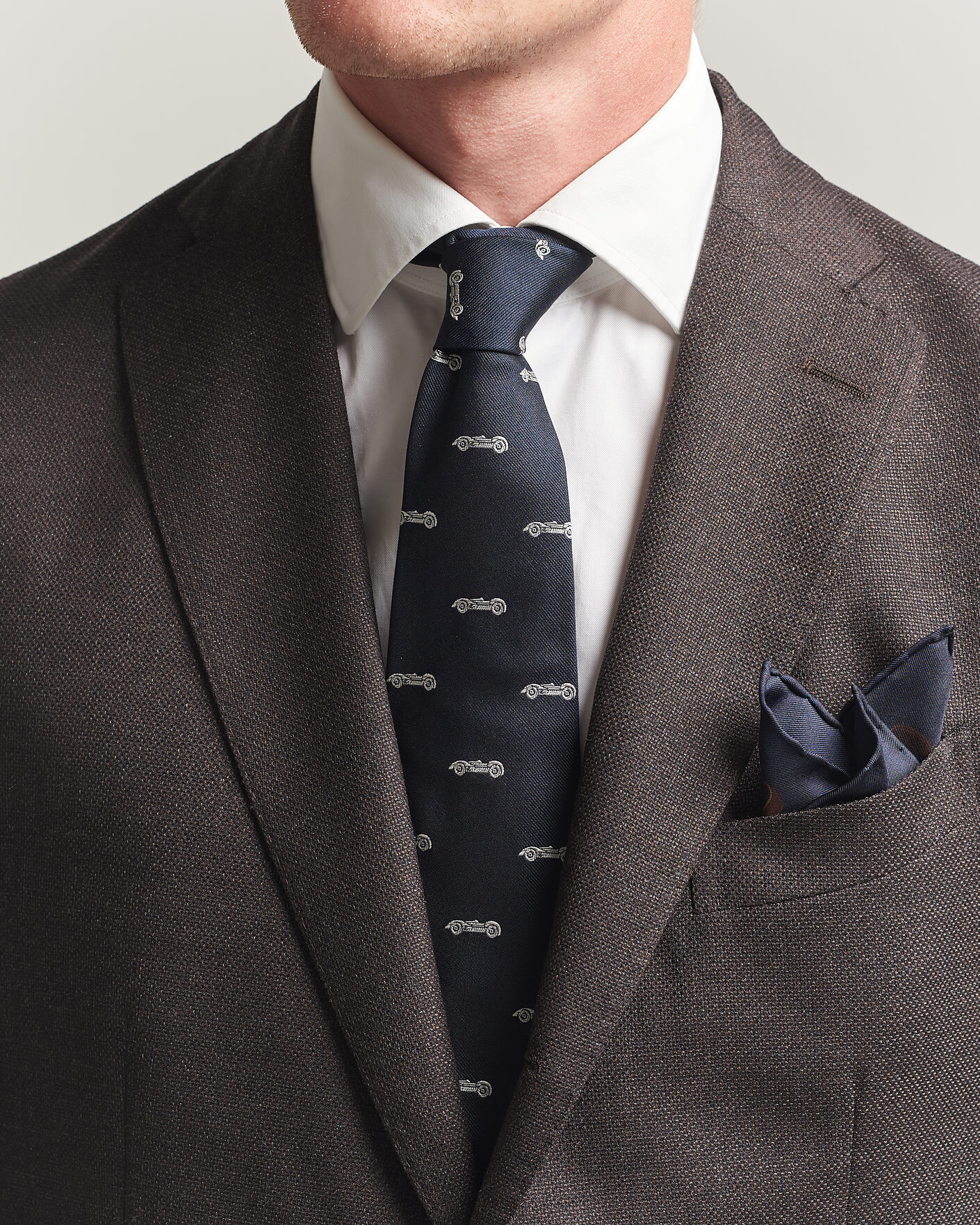 Herr | Slipsar | Ralph Lauren Purple Label | Jacquard Race Cars Silk Tie Navy
