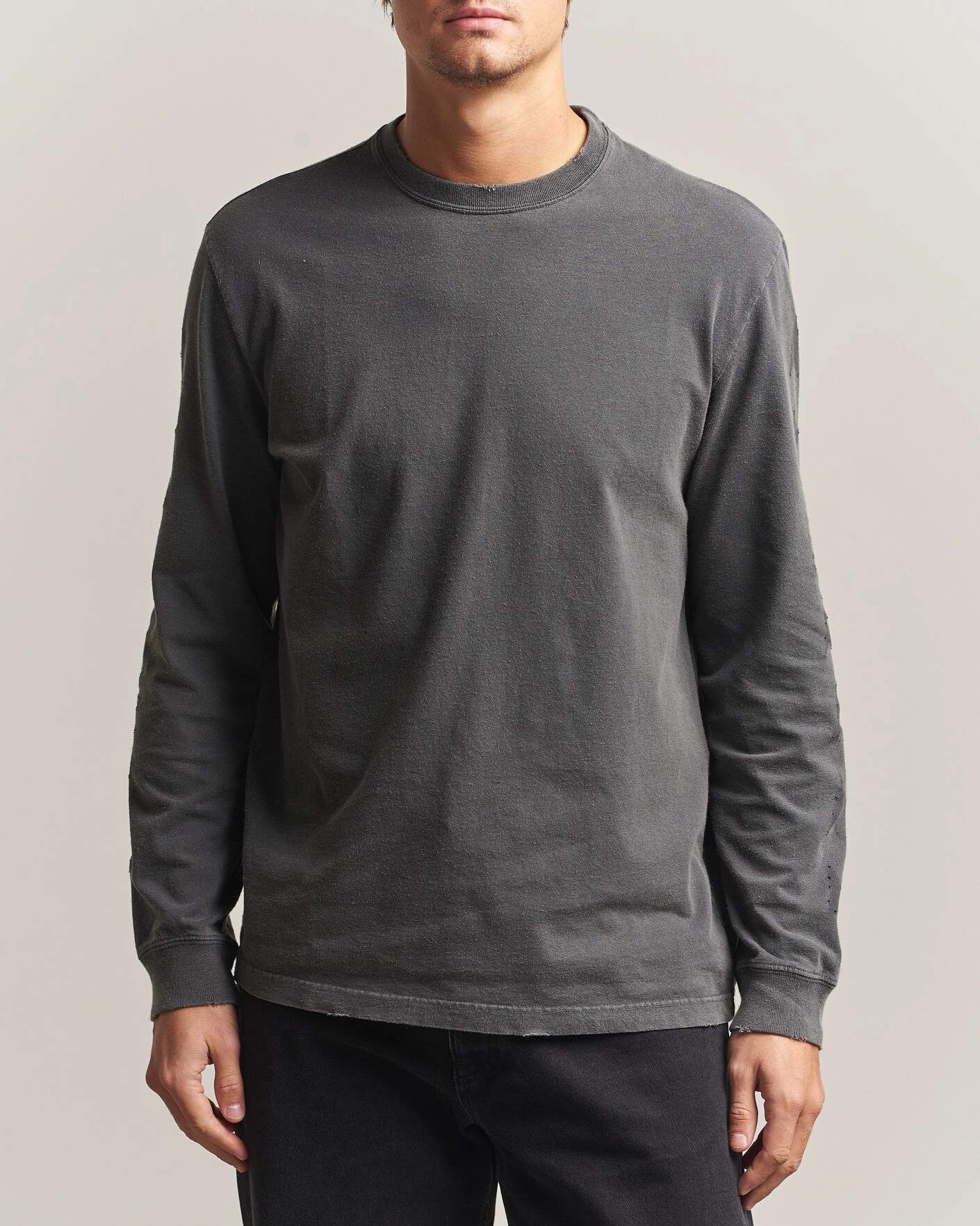 Herr | Tröjor | Golden Goose | Long Sleeve Garment Dyed T-Shirt Anthracite