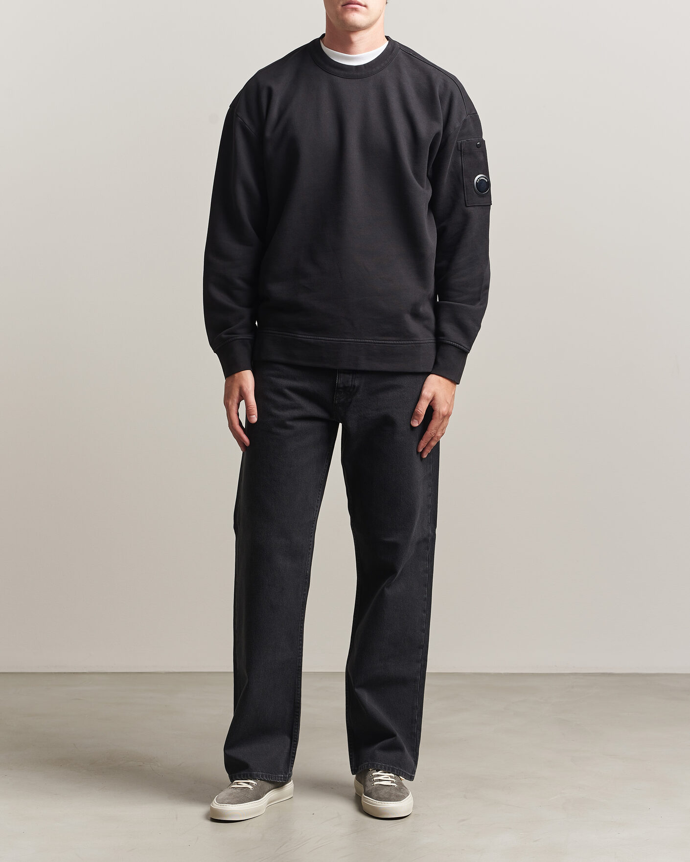 Herr | Tröjor | C.P. Company | Brushed Emerized Fleece Lens Sweatshirt Black
