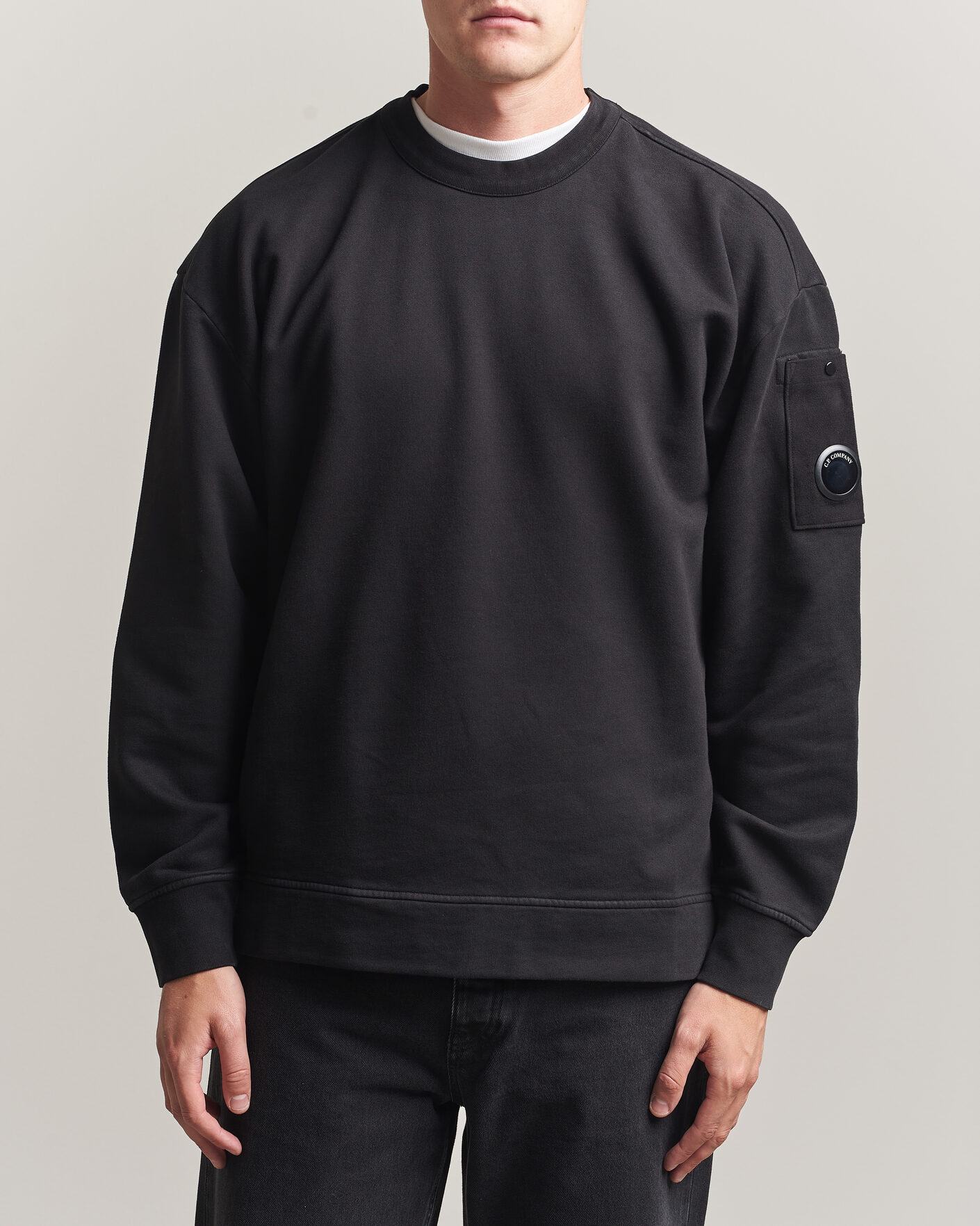 Herr | Tröjor | C.P. Company | Brushed Emerized Fleece Lens Sweatshirt Black