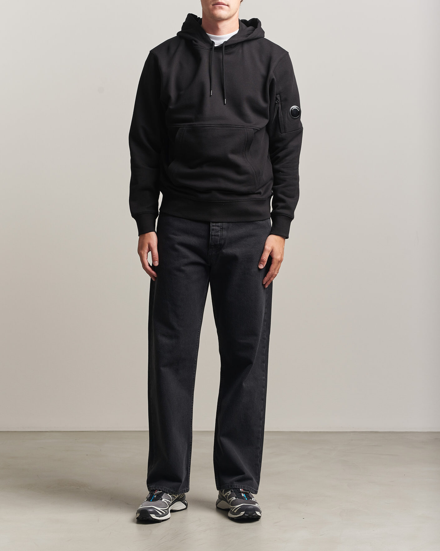 Herr | Tröjor | C.P. Company | Diagonal Raised Fleece Lens Hood Black