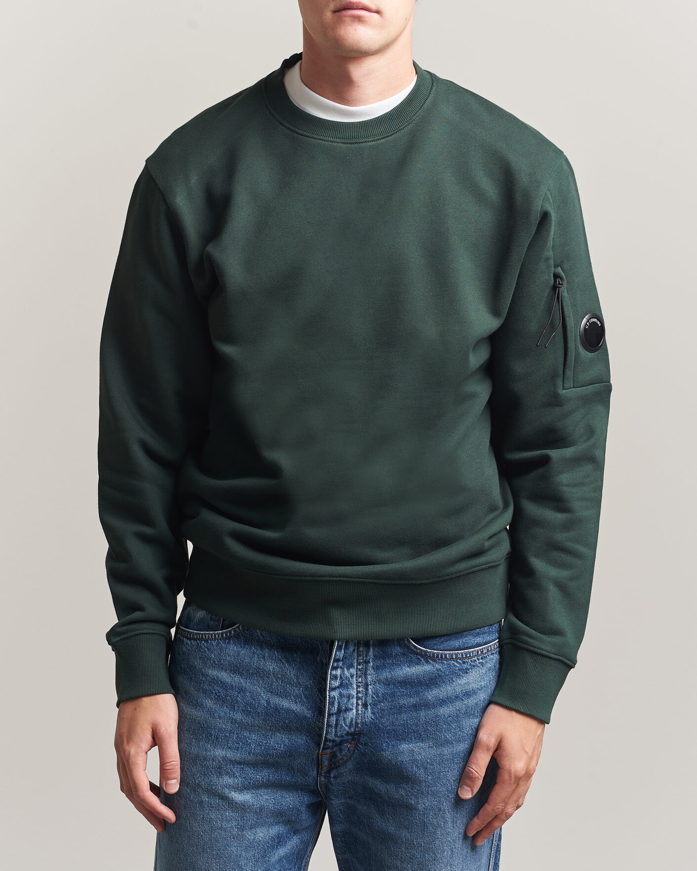 Herr | Tröjor | C.P. Company | Diagonal Raised Fleece Lens Sweatshirt Emerald Green