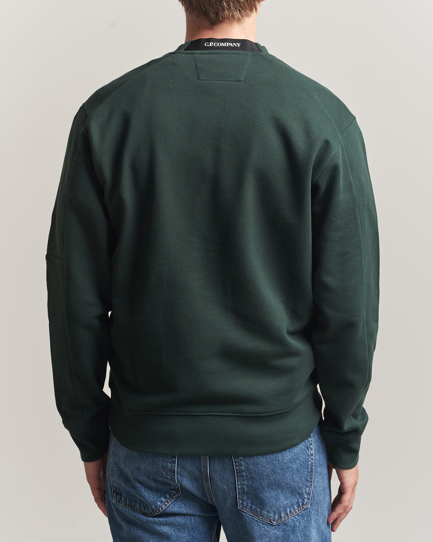Herr | Tröjor | C.P. Company | Diagonal Raised Fleece Lens Sweatshirt Emerald Green