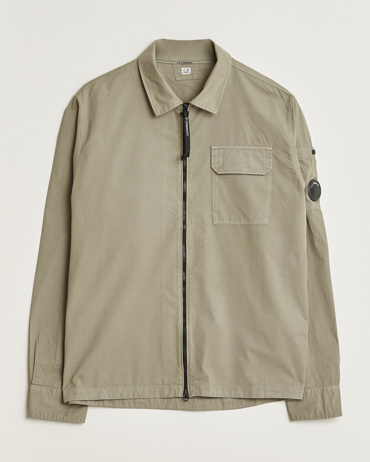 Herr | Skjortor | C.P. Company | Organic Cotton Gabardine Zip Overshirt Grey