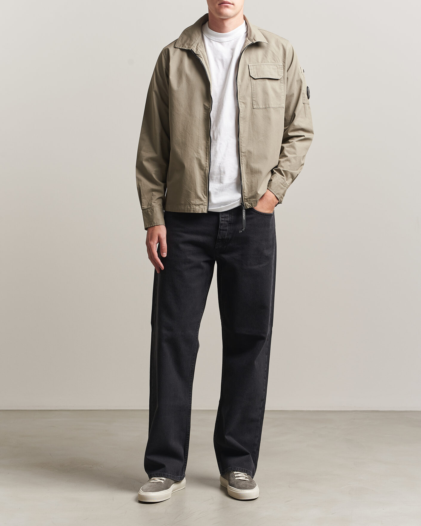 Herr | Skjortor | C.P. Company | Organic Cotton Gabardine Zip Overshirt Grey