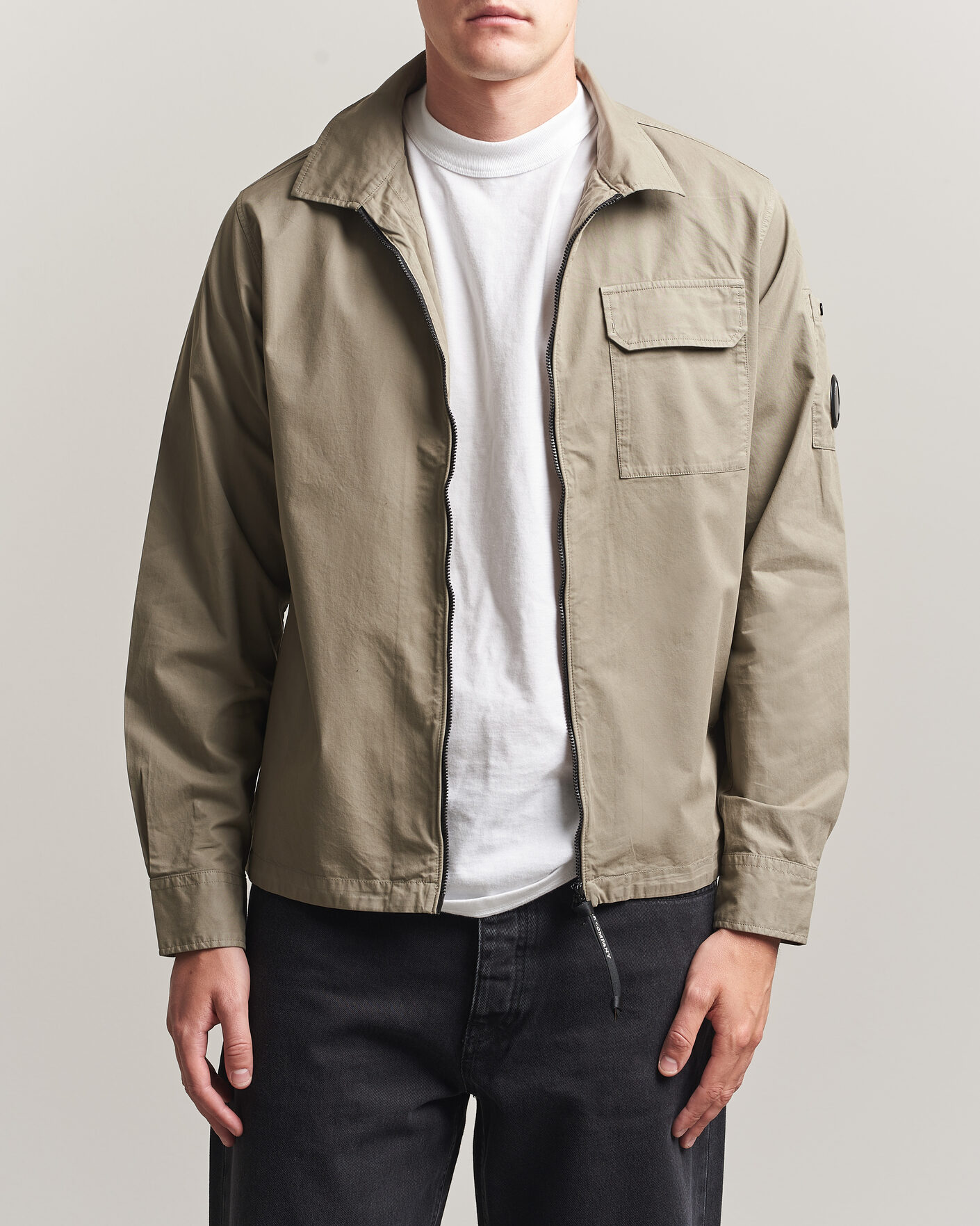 Herr | Skjortor | C.P. Company | Organic Cotton Gabardine Zip Overshirt Grey