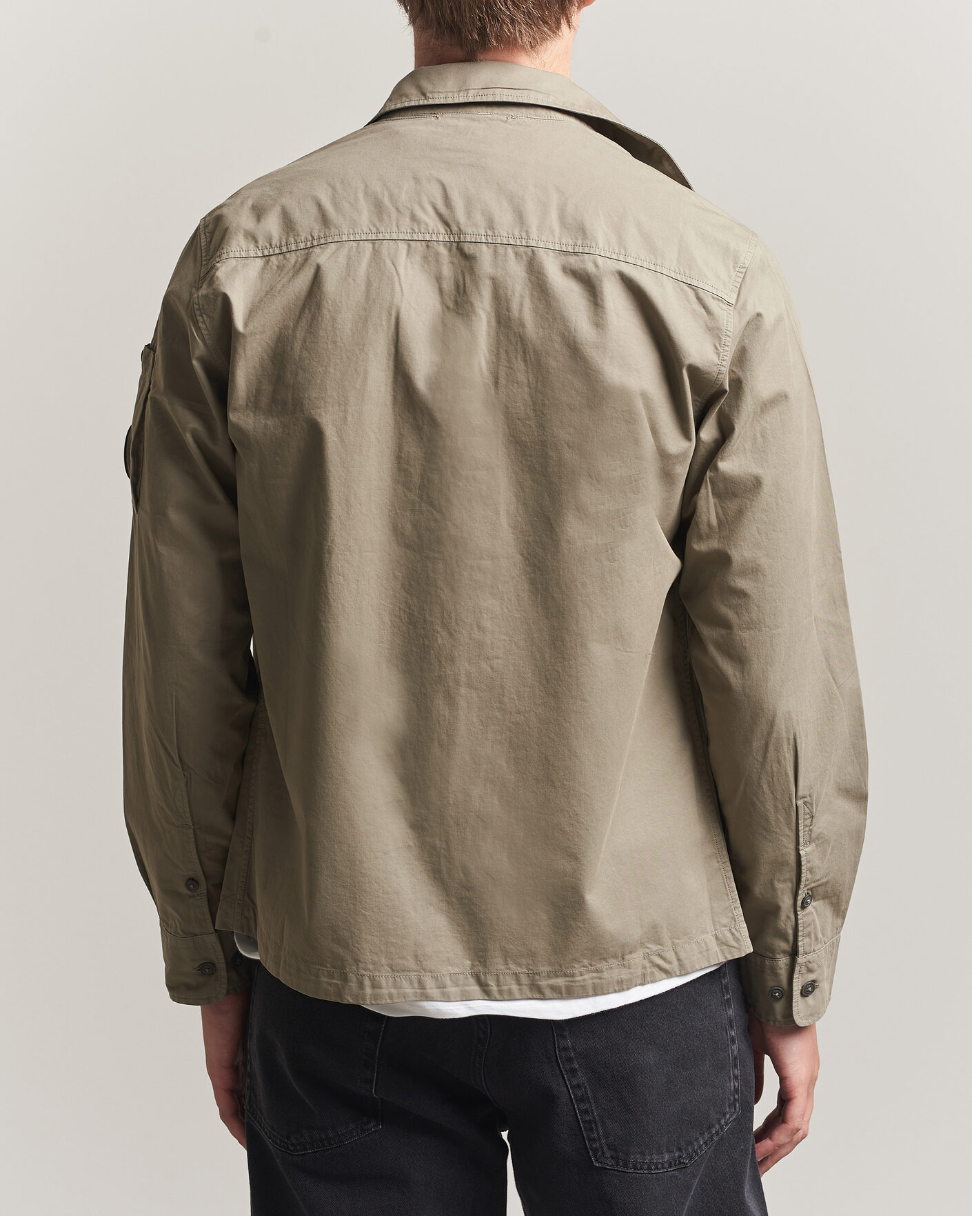 Herr | Skjortor | C.P. Company | Organic Cotton Gabardine Zip Overshirt Grey