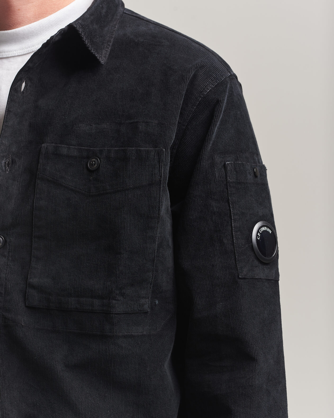 Herr | Skjortor | C.P. Company | Corduroy Lens Overshirt Black