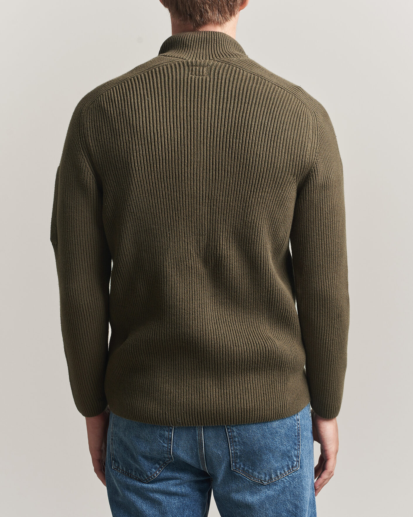 Herr | Tröjor | C.P. Company | Full Rib Knitted Cotton Half Button Dark Green