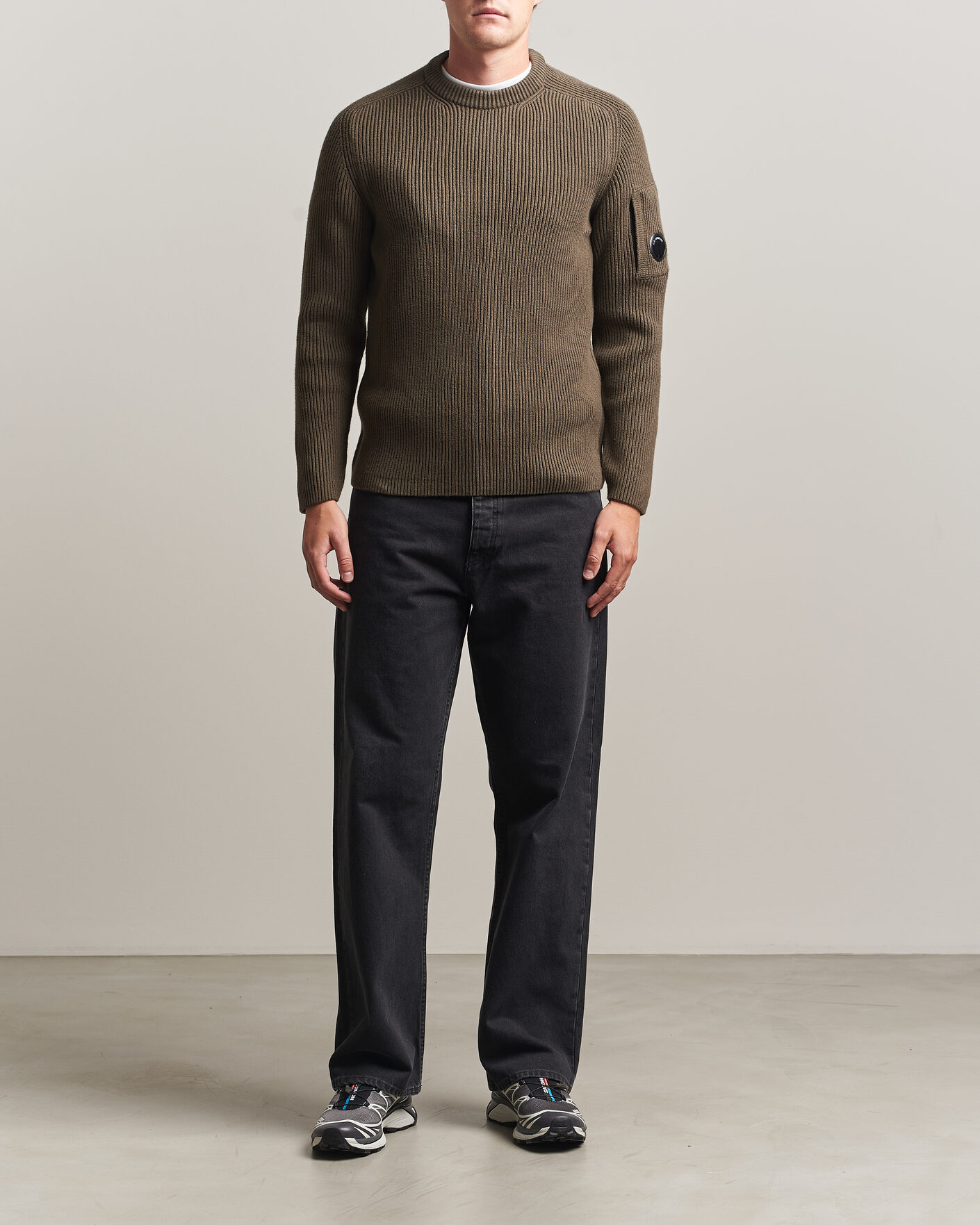 Herr | Tröjor | C.P. Company | Full Rib Knitted Cotton Crew Neck Dark Green