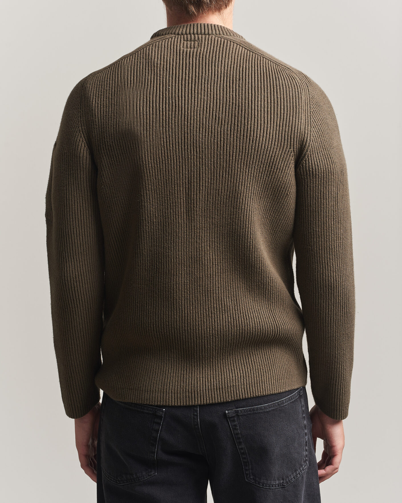 Herr | Tröjor | C.P. Company | Full Rib Knitted Cotton Crew Neck Dark Green