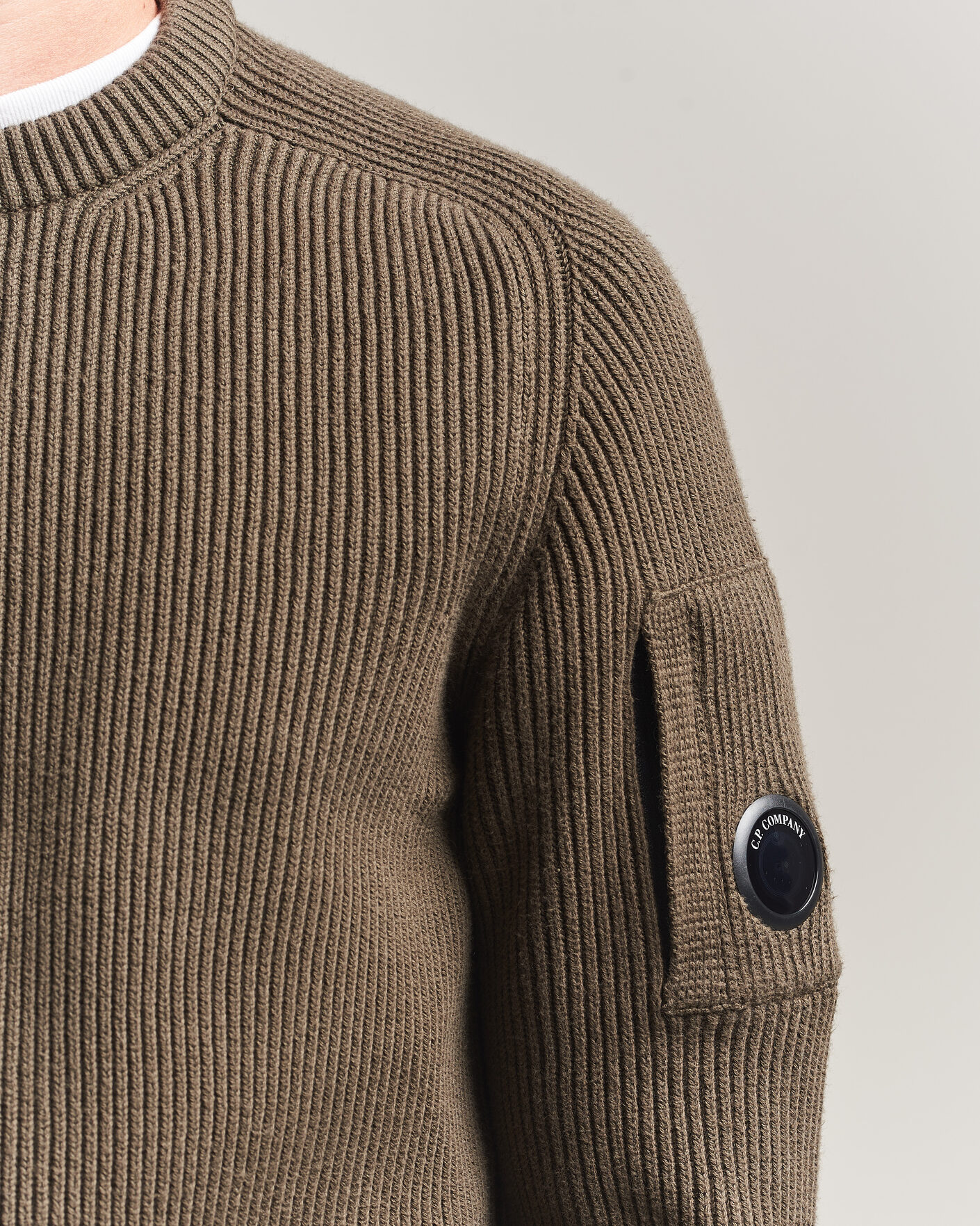 Herr | Tröjor | C.P. Company | Full Rib Knitted Cotton Crew Neck Dark Green