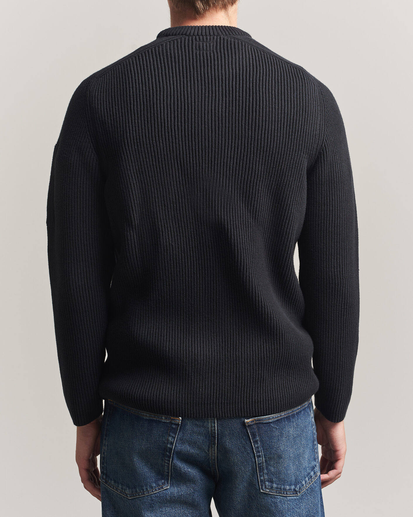 Herr | Tröjor | C.P. Company | Full Rib Knitted Cotton Crew Neck Black