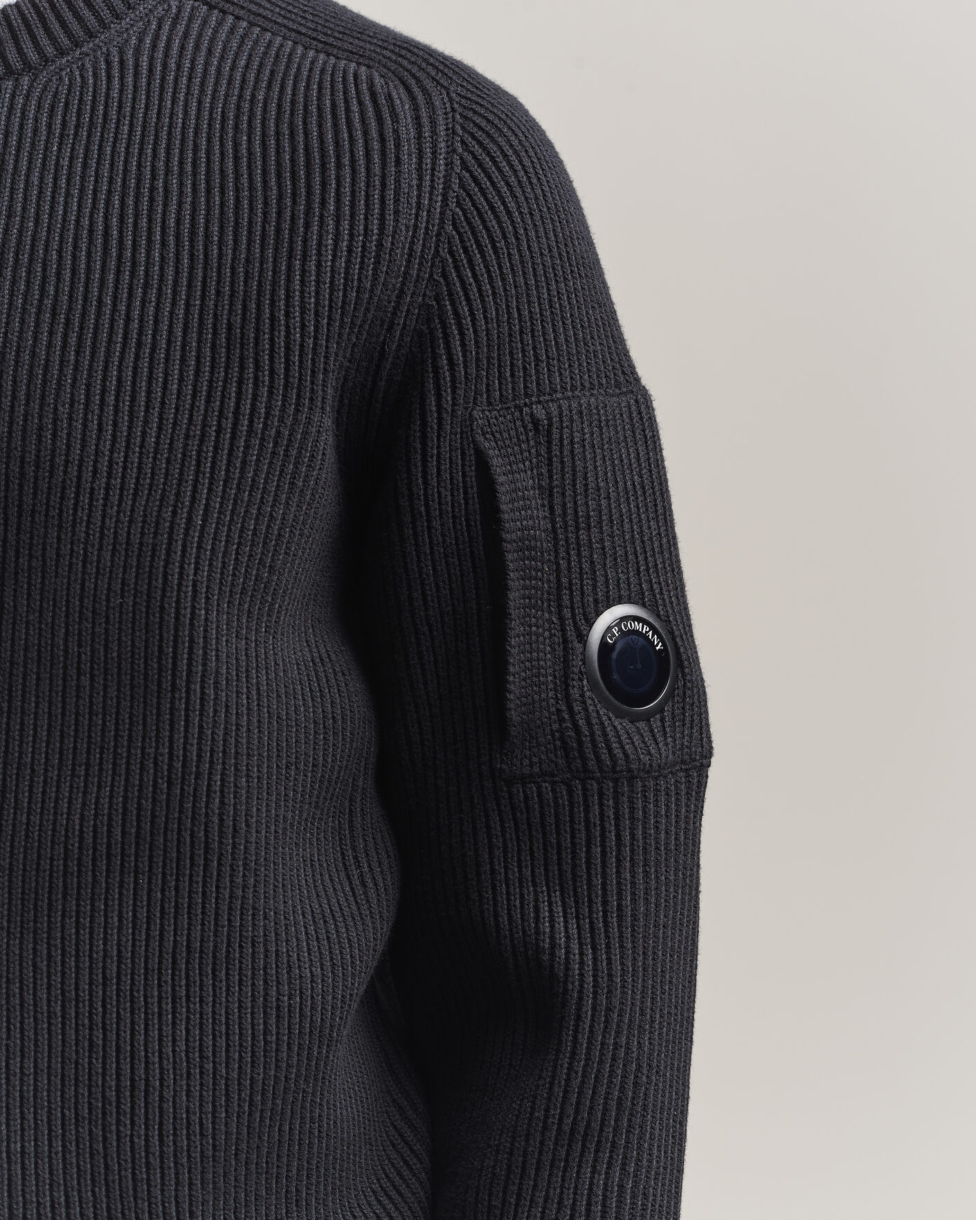 Herr | Tröjor | C.P. Company | Full Rib Knitted Cotton Crew Neck Black