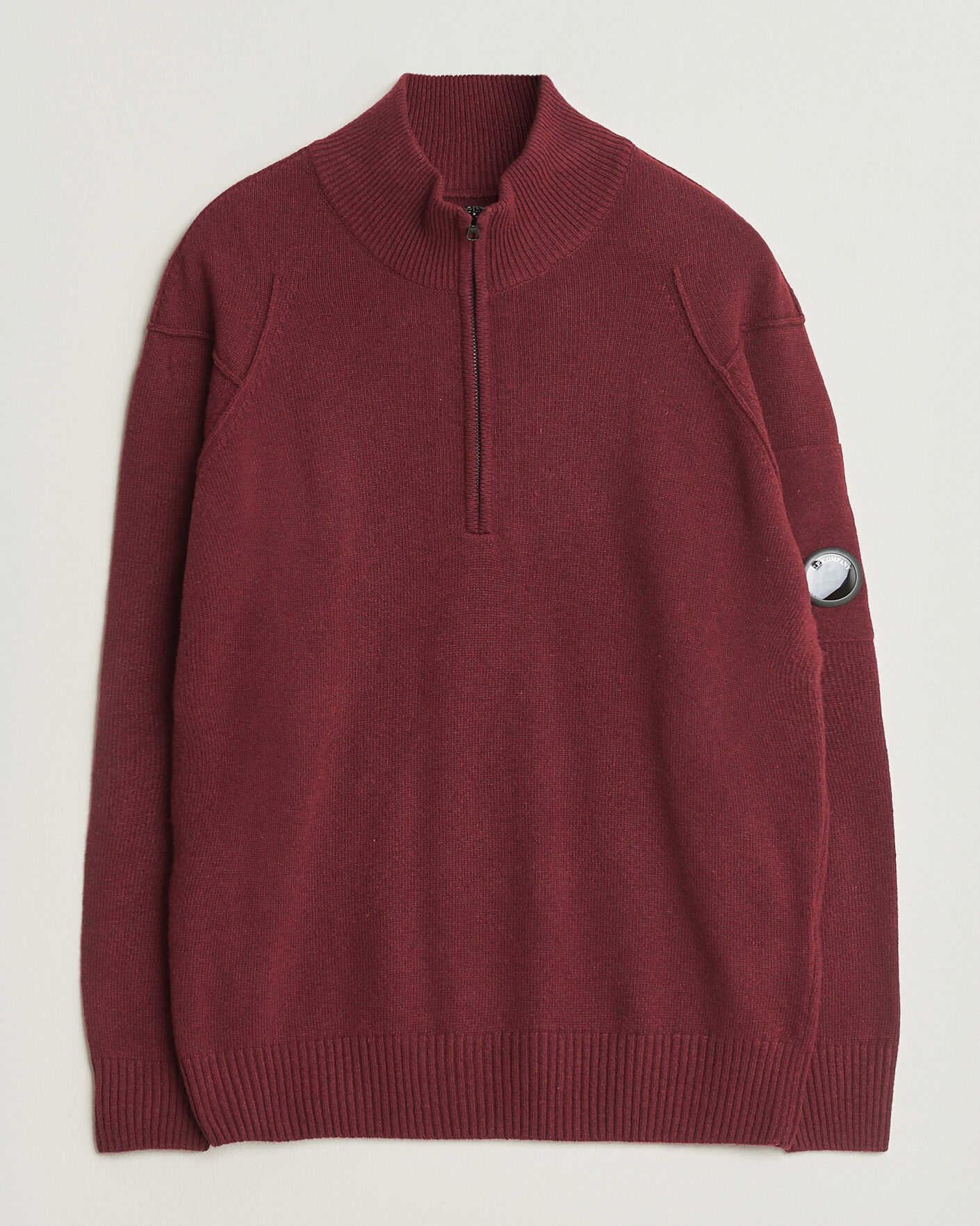 Herr | Tröjor | C.P. Company | Knitted Lambswool Half-Zip Burgundy