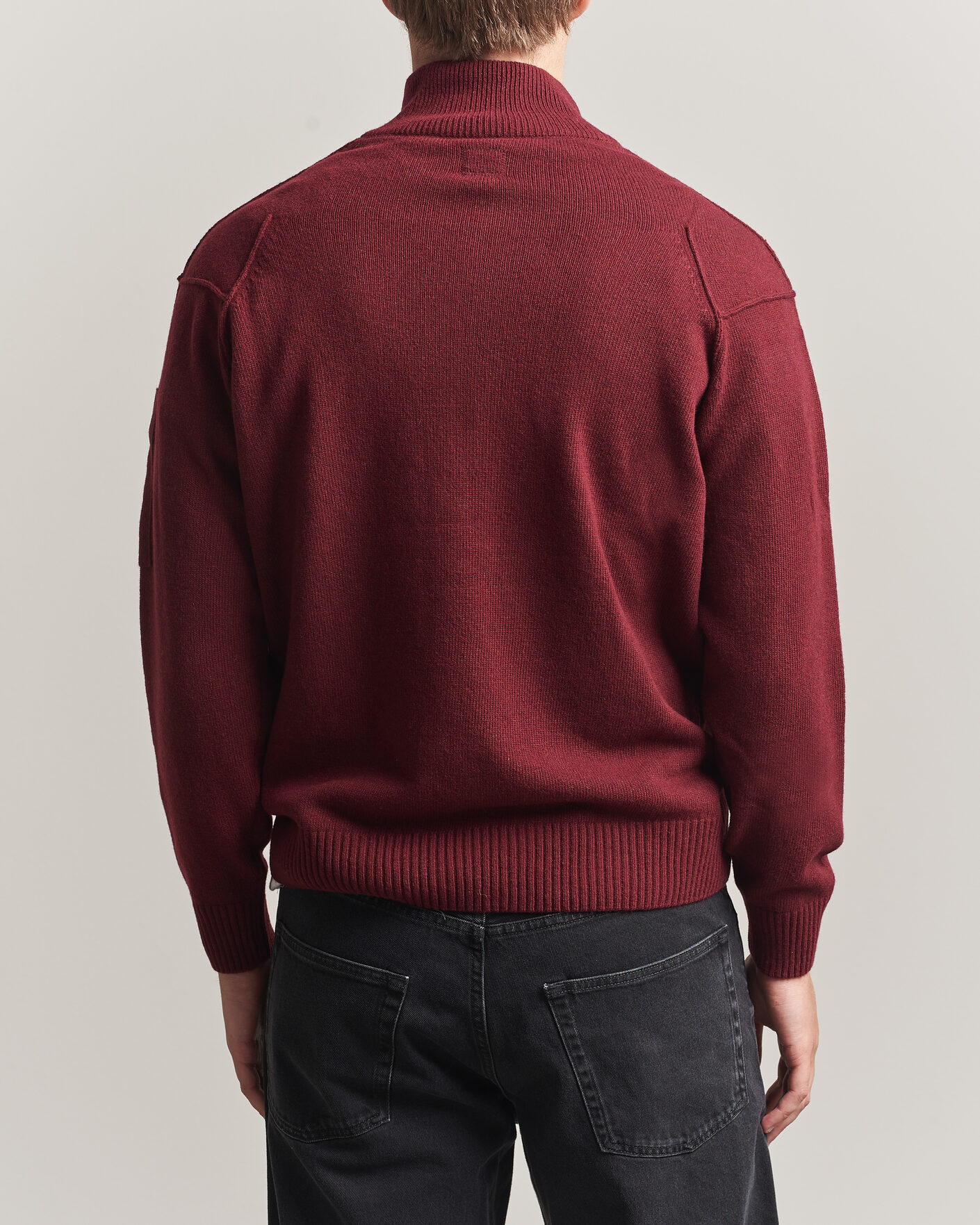 Herr | Tröjor | C.P. Company | Knitted Lambswool Half-Zip Burgundy