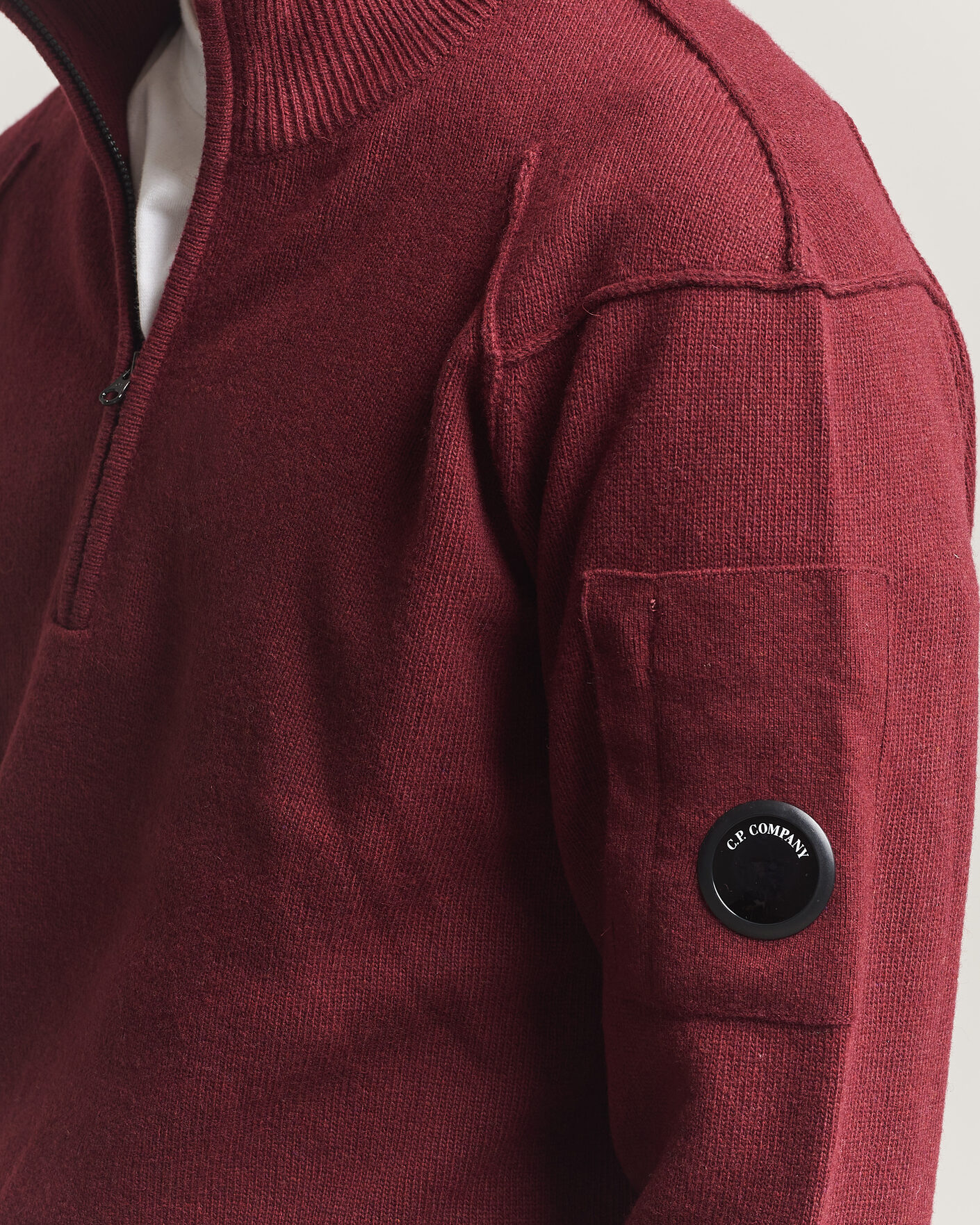 Herr | Tröjor | C.P. Company | Knitted Lambswool Half-Zip Burgundy