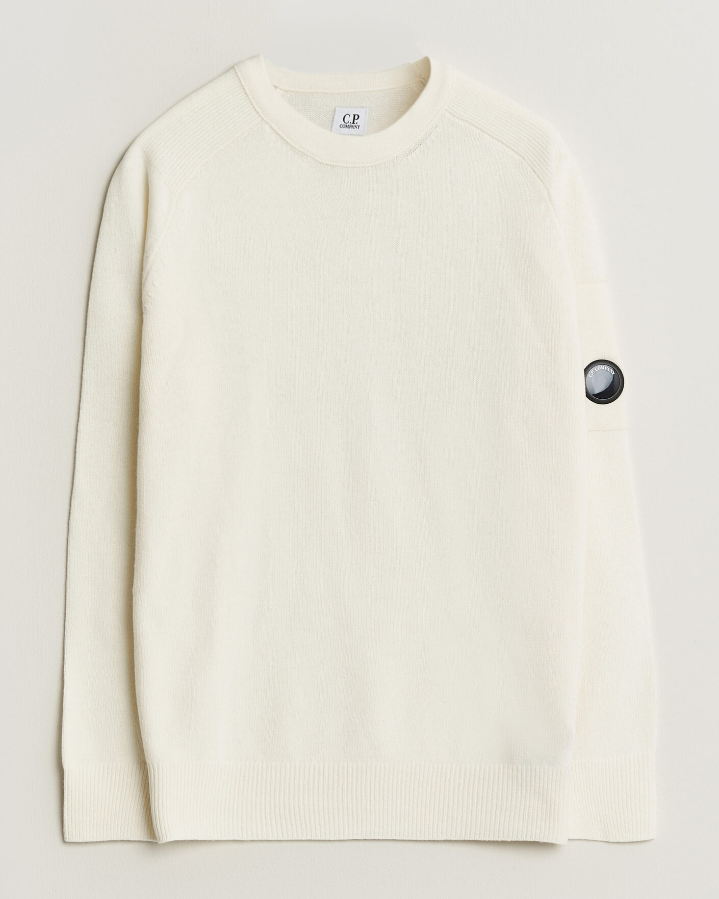 Herr | Tröjor | C.P. Company | Knitted Lambswool Crew Neck White