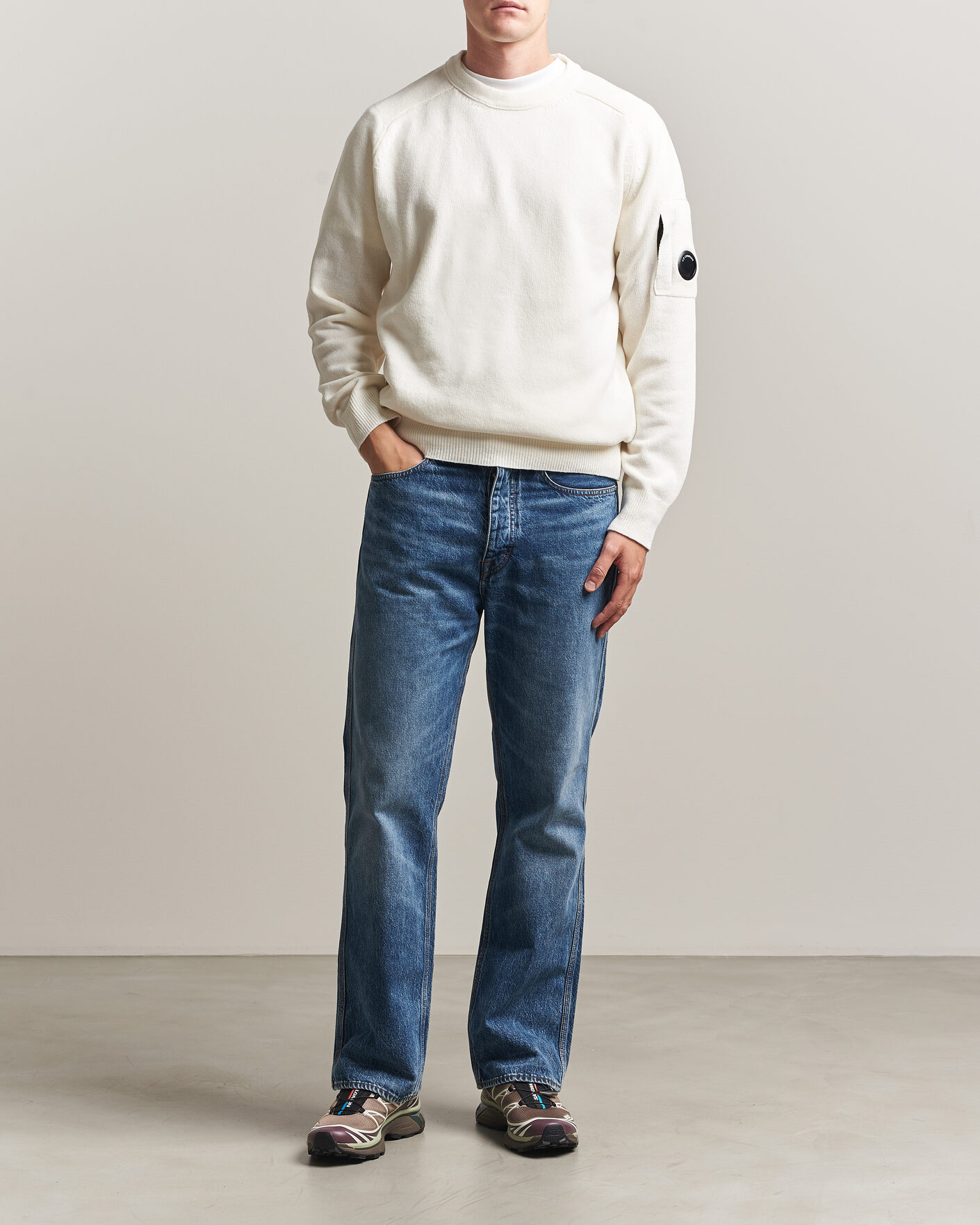 Herr | Tröjor | C.P. Company | Knitted Lambswool Crew Neck White