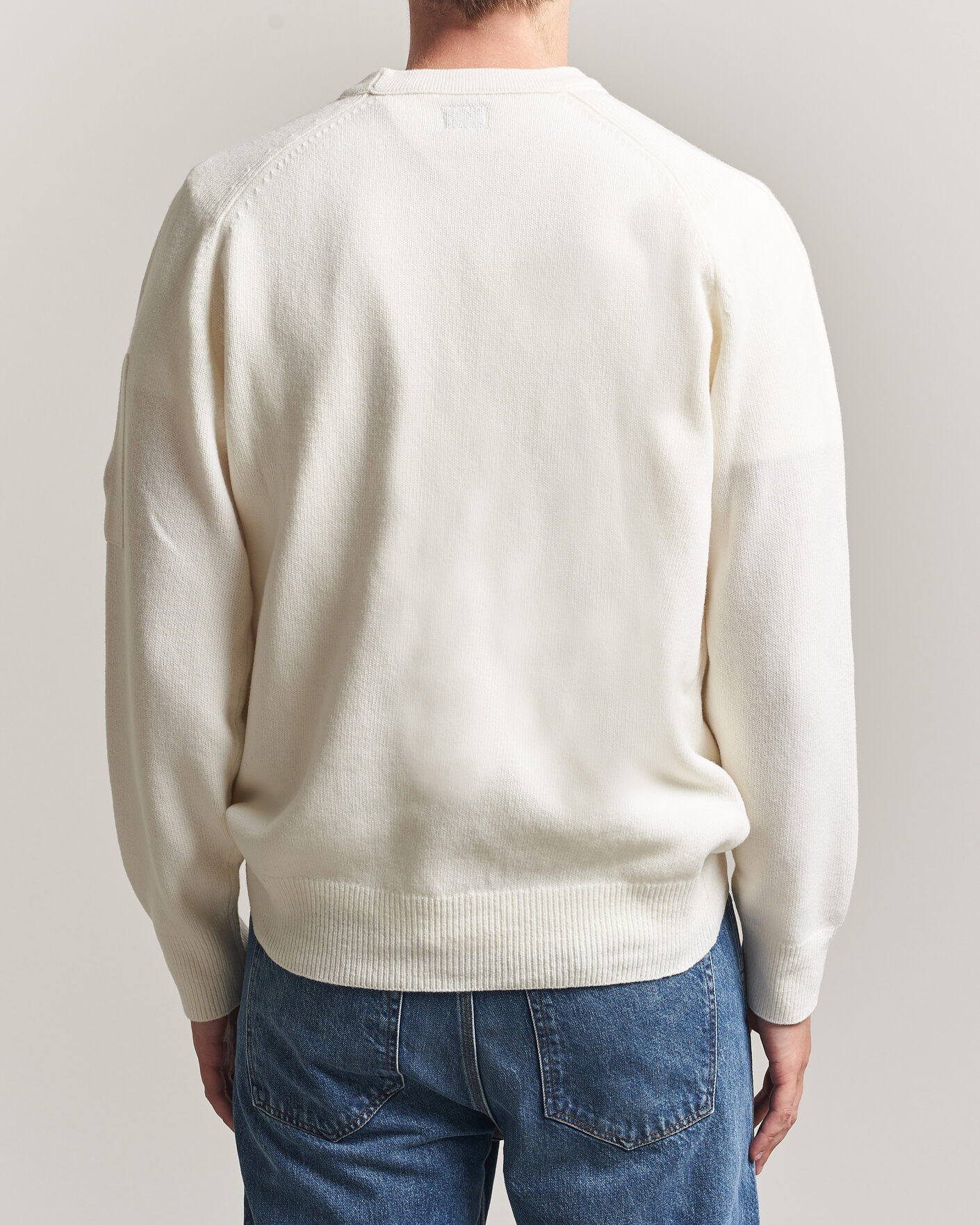 Herr | Tröjor | C.P. Company | Knitted Lambswool Crew Neck White