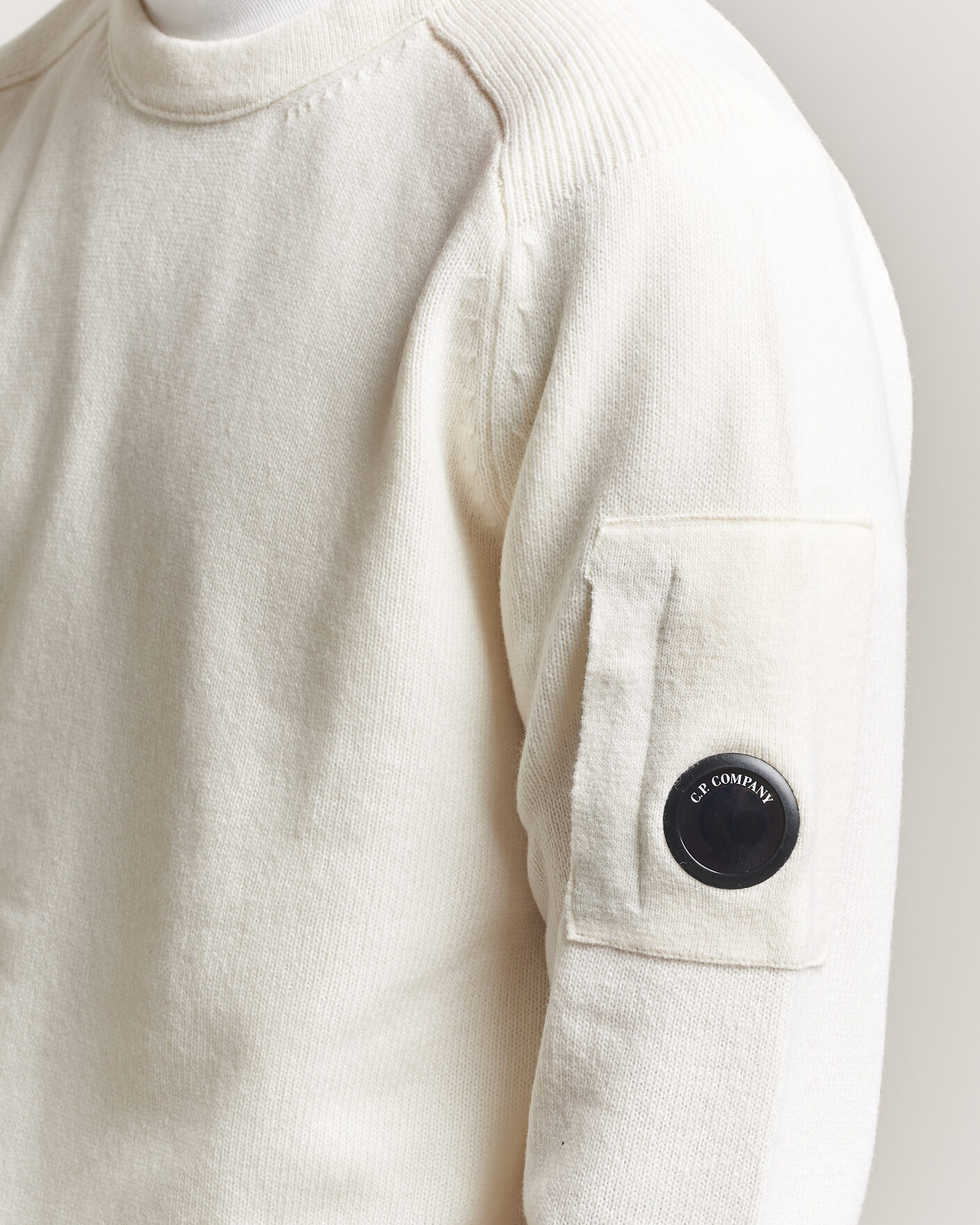 Herr | Tröjor | C.P. Company | Knitted Lambswool Crew Neck White
