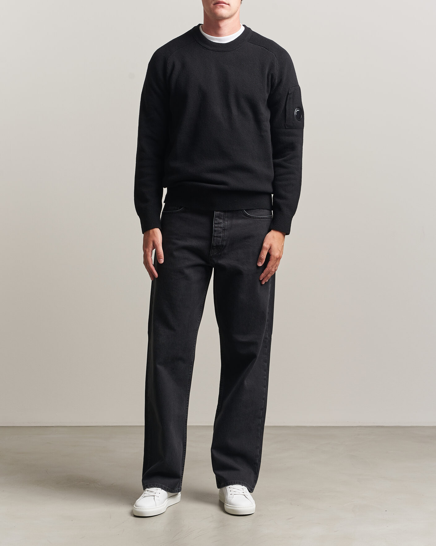 Herr | Tröjor | C.P. Company | Knitted Lambswool Crew Neck Black