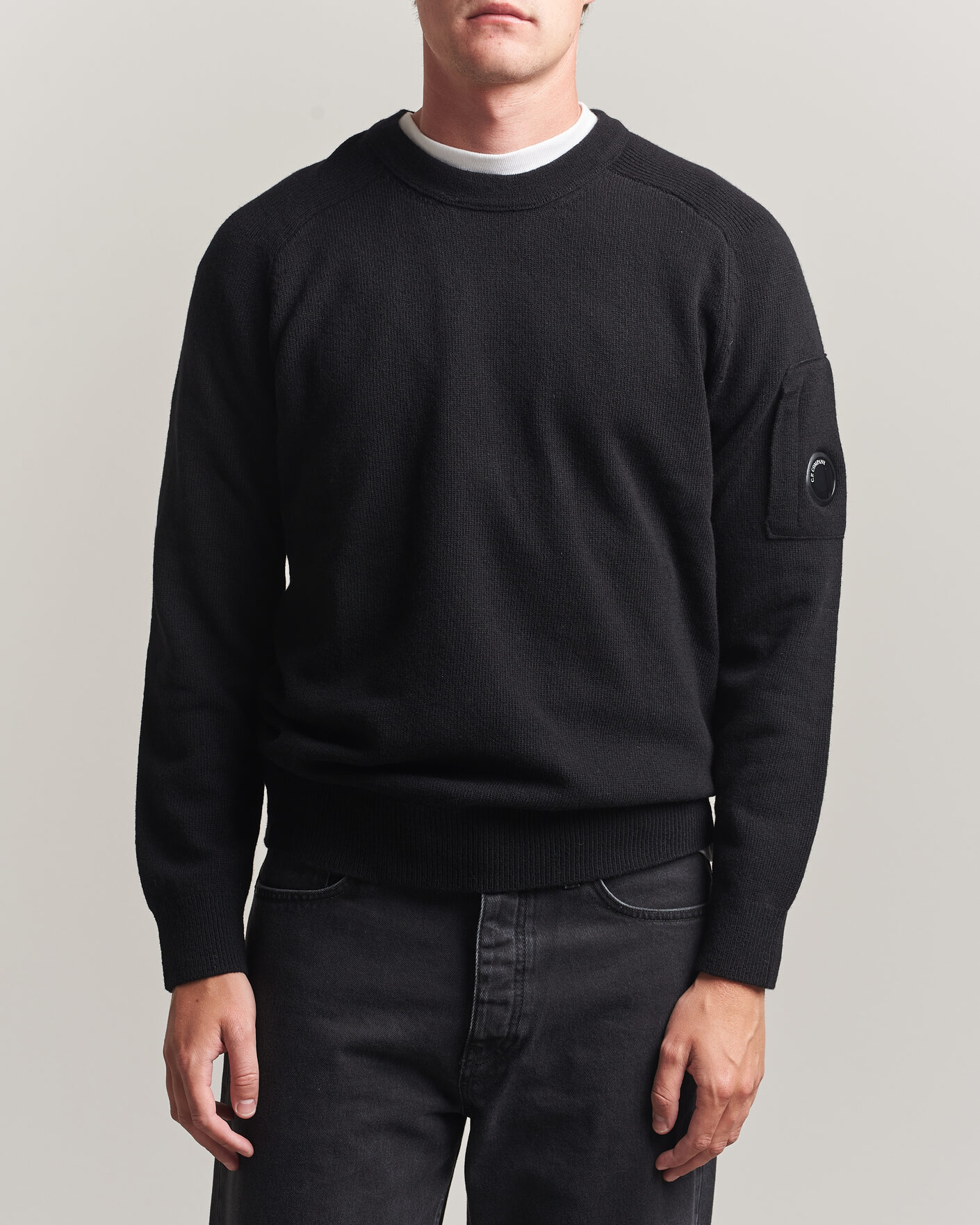 Herr | Tröjor | C.P. Company | Knitted Lambswool Crew Neck Black