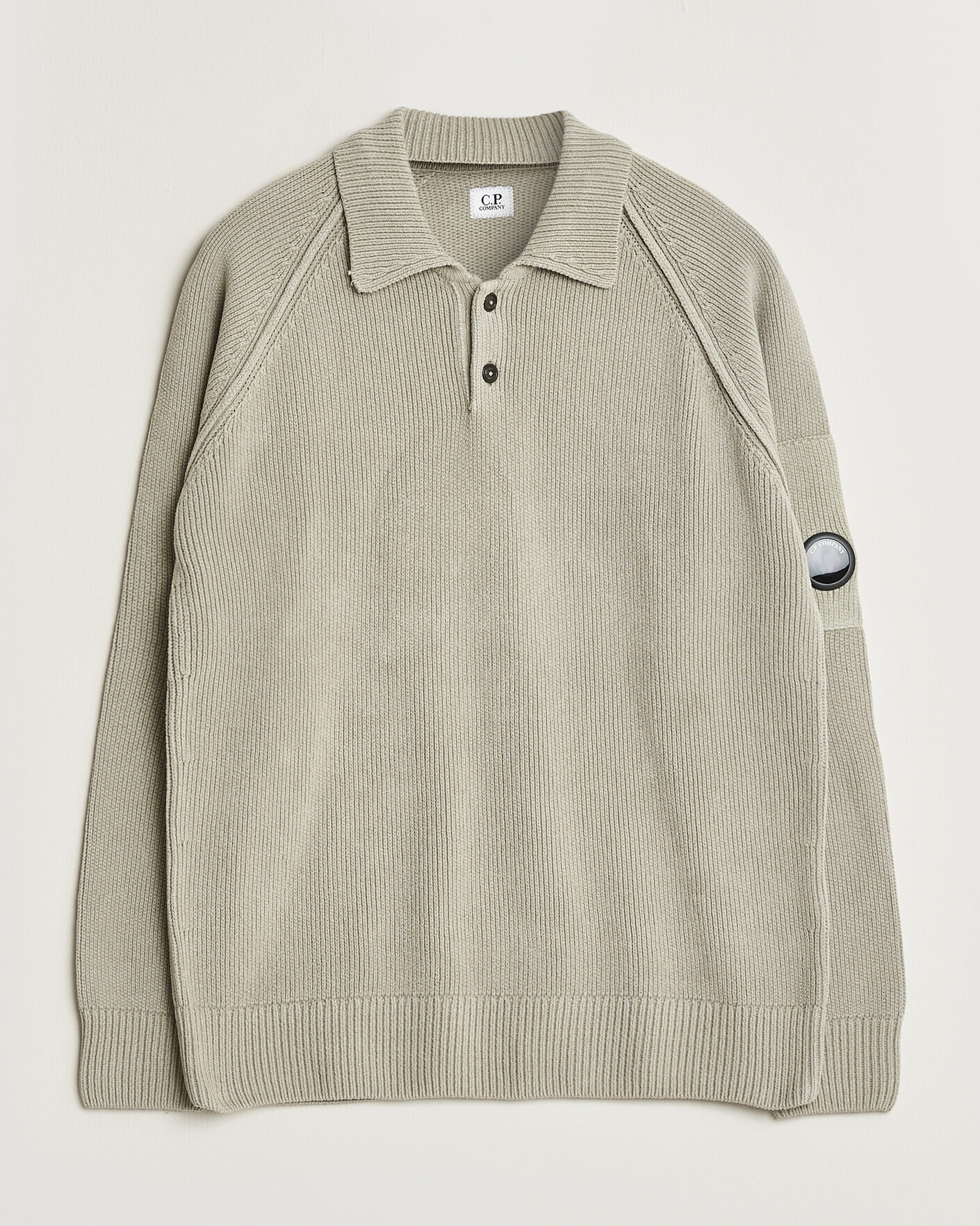 Herr | Tröjor | C.P. Company | Cotton Chenille Polo Collar Light Grey