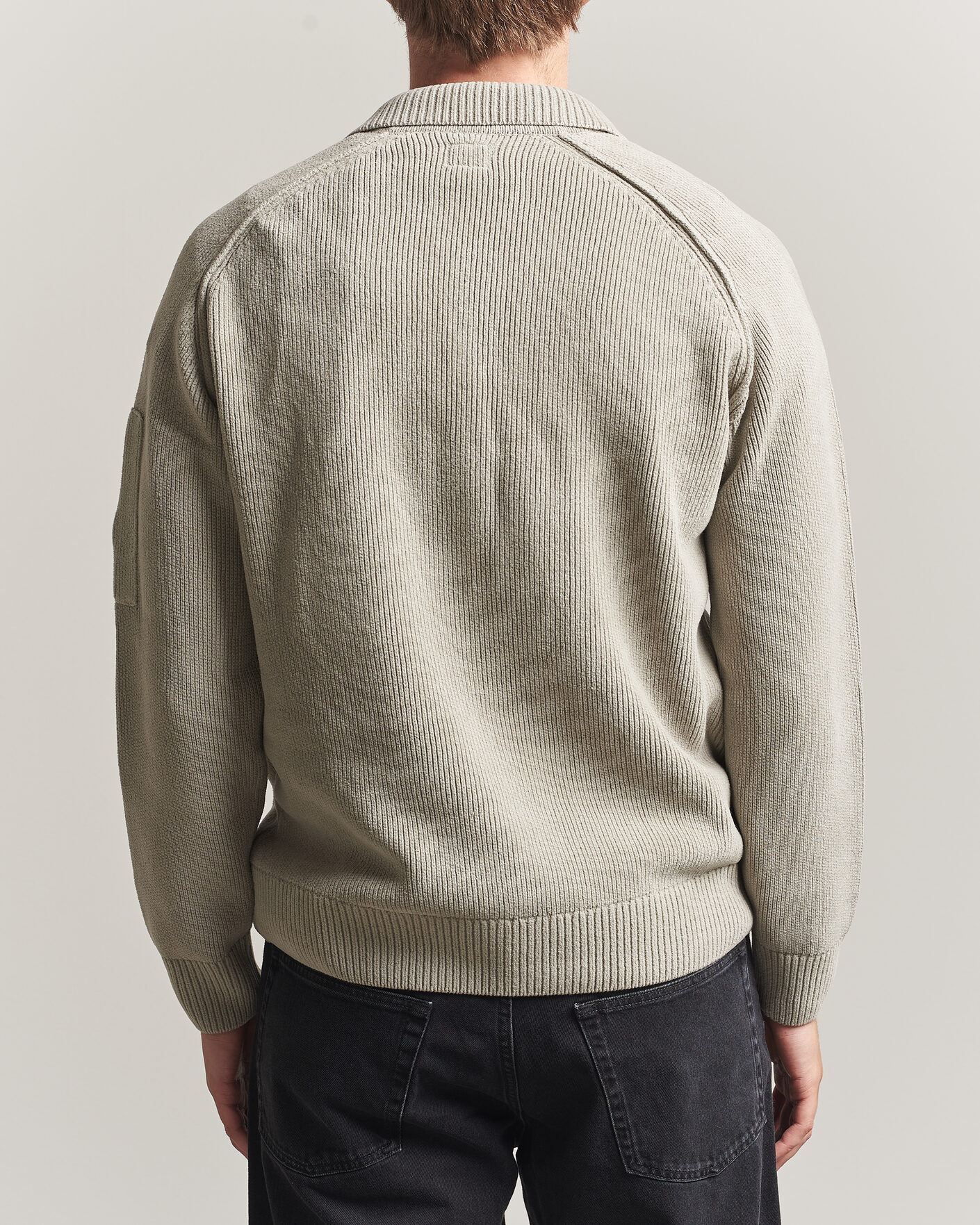 Herr | Tröjor | C.P. Company | Cotton Chenille Polo Collar Light Grey