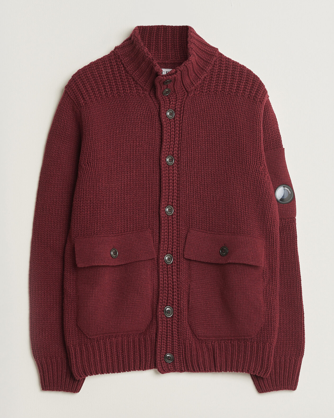 Herr | Tröjor | C.P. Company | Heavy Lambswool Cardigan Burgundy