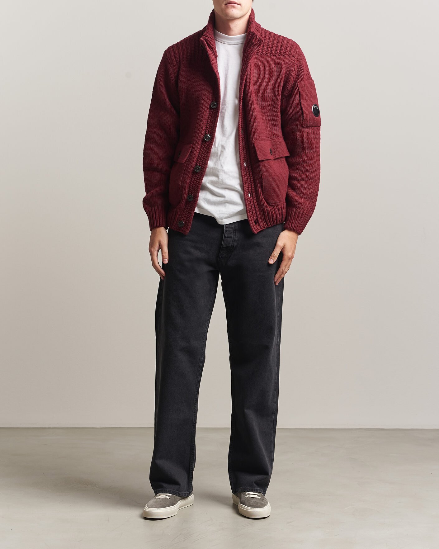 Herr | Tröjor | C.P. Company | Heavy Lambswool Cardigan Burgundy