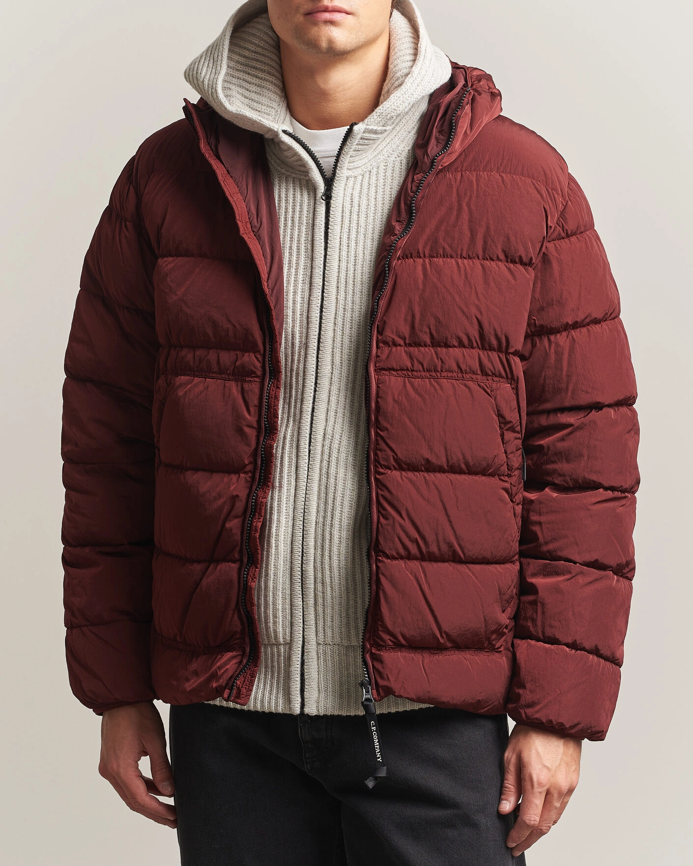 Herr | Jackor | C.P. Company | Chrome-R Goggle Down Jacket Burgundy