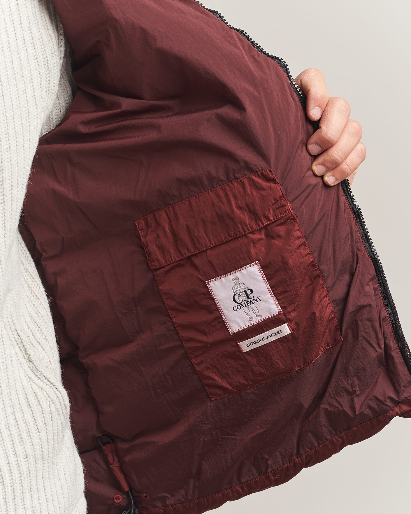 Herr | Jackor | C.P. Company | Chrome-R Goggle Down Jacket Burgundy