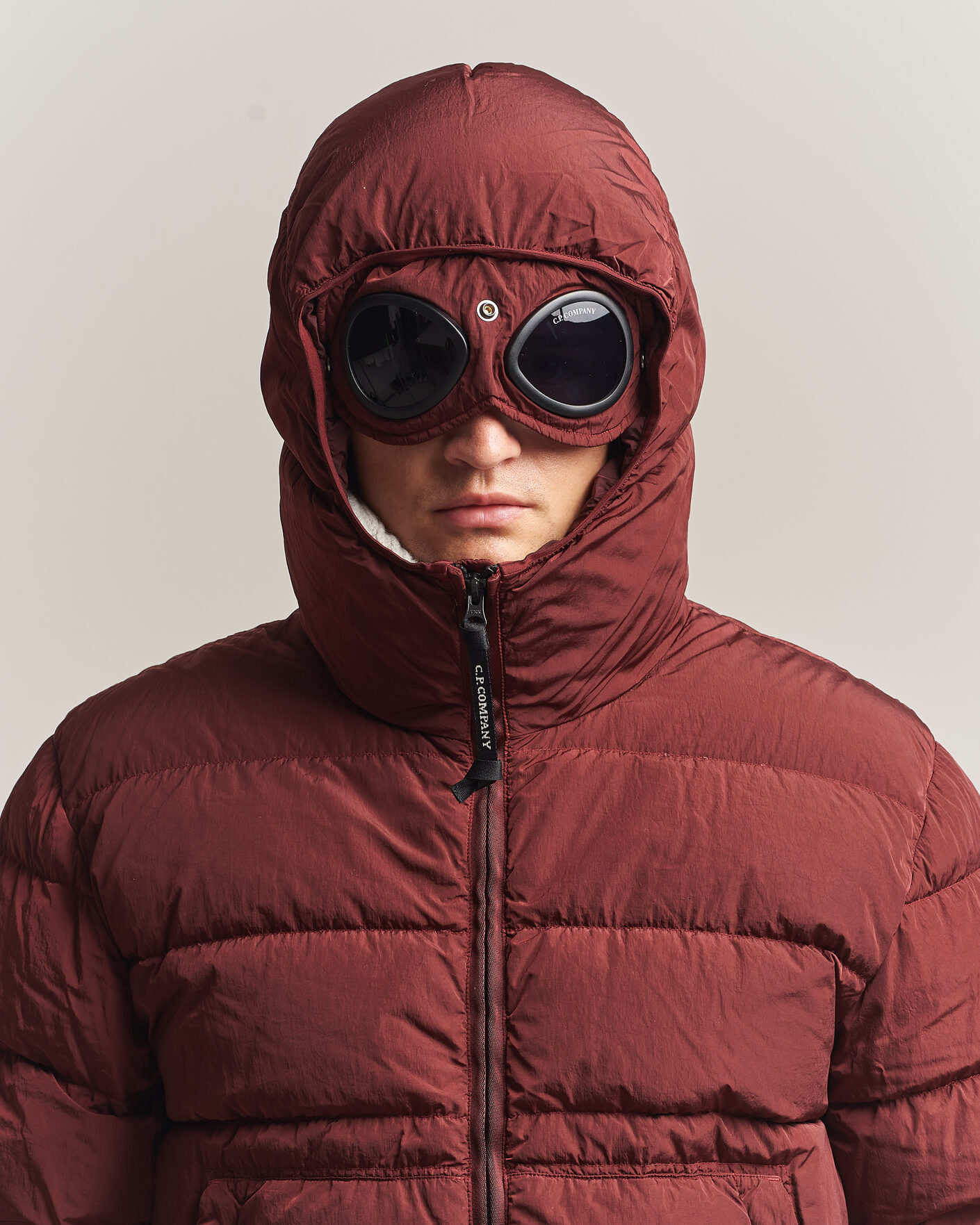 Herr | Jackor | C.P. Company | Chrome-R Goggle Down Jacket Burgundy