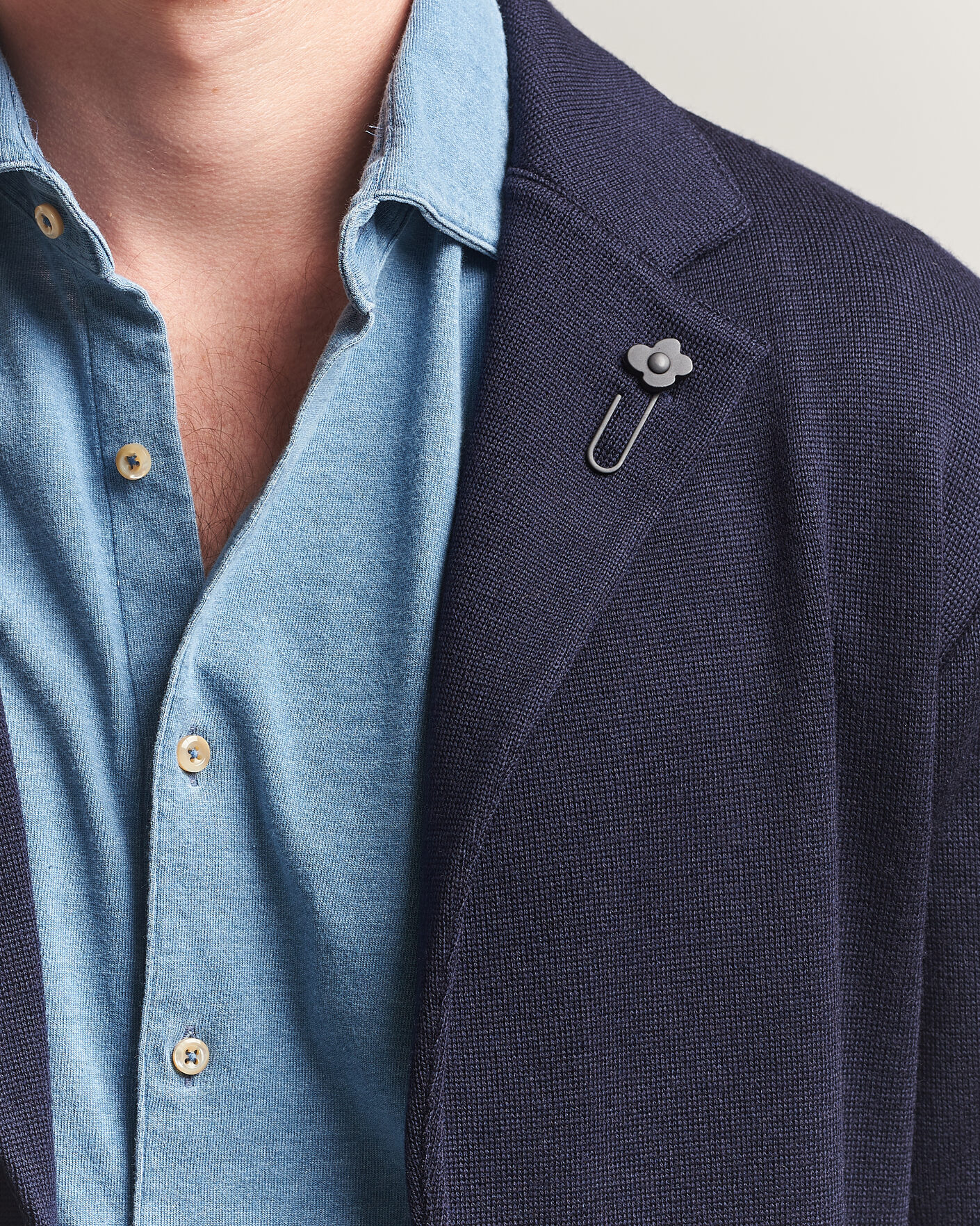 Herr | Kavajer | Lardini | Knitted Wool Blazer Navy
