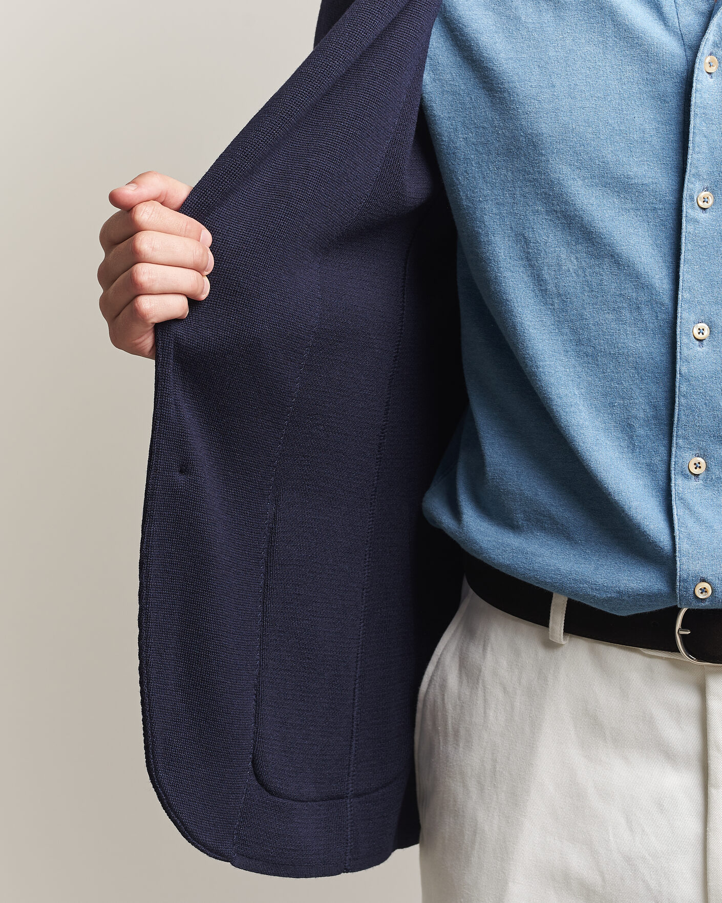 Herr | Kavajer | Lardini | Knitted Wool Blazer Navy