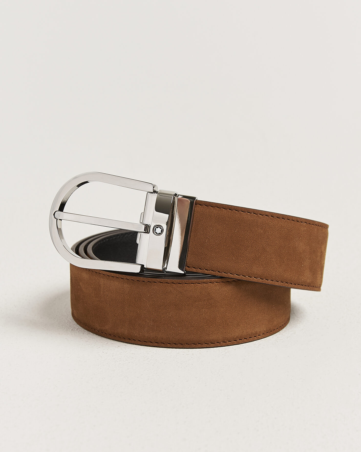 Herr | Bälten | Montblanc | 35mm Reversible Suede/Calf Horseshoe Belt Brown/Black